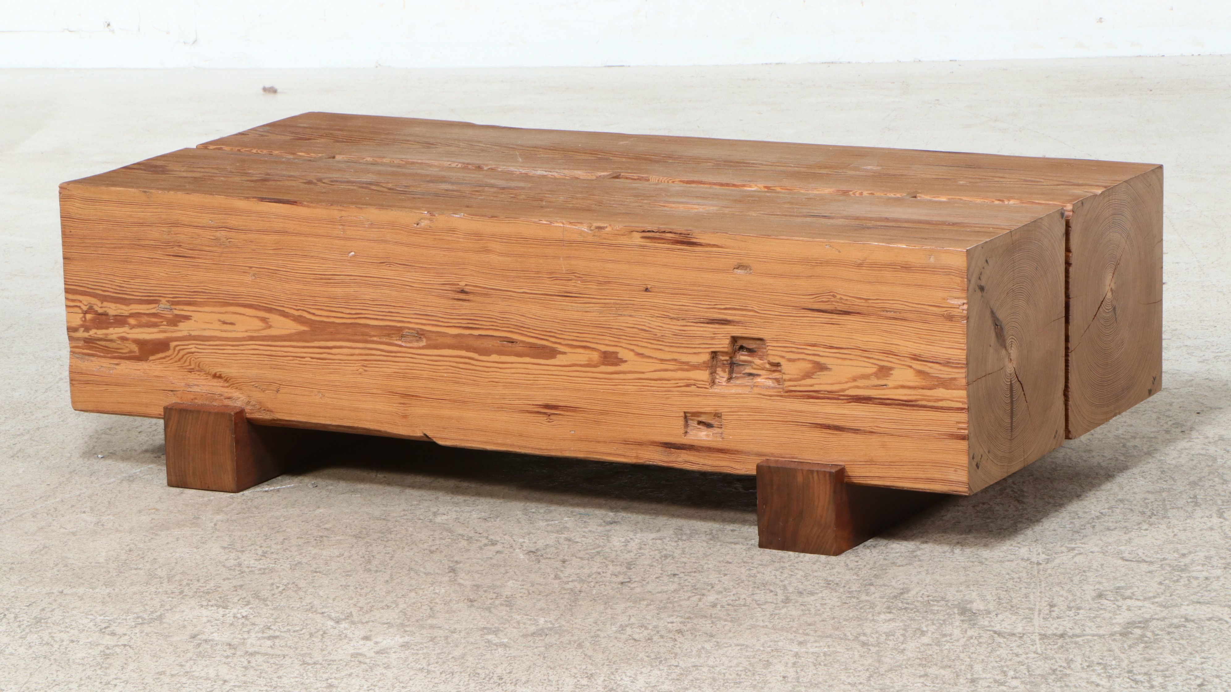 Brutalist Style Reclaimed Timber Beam Coffee Table