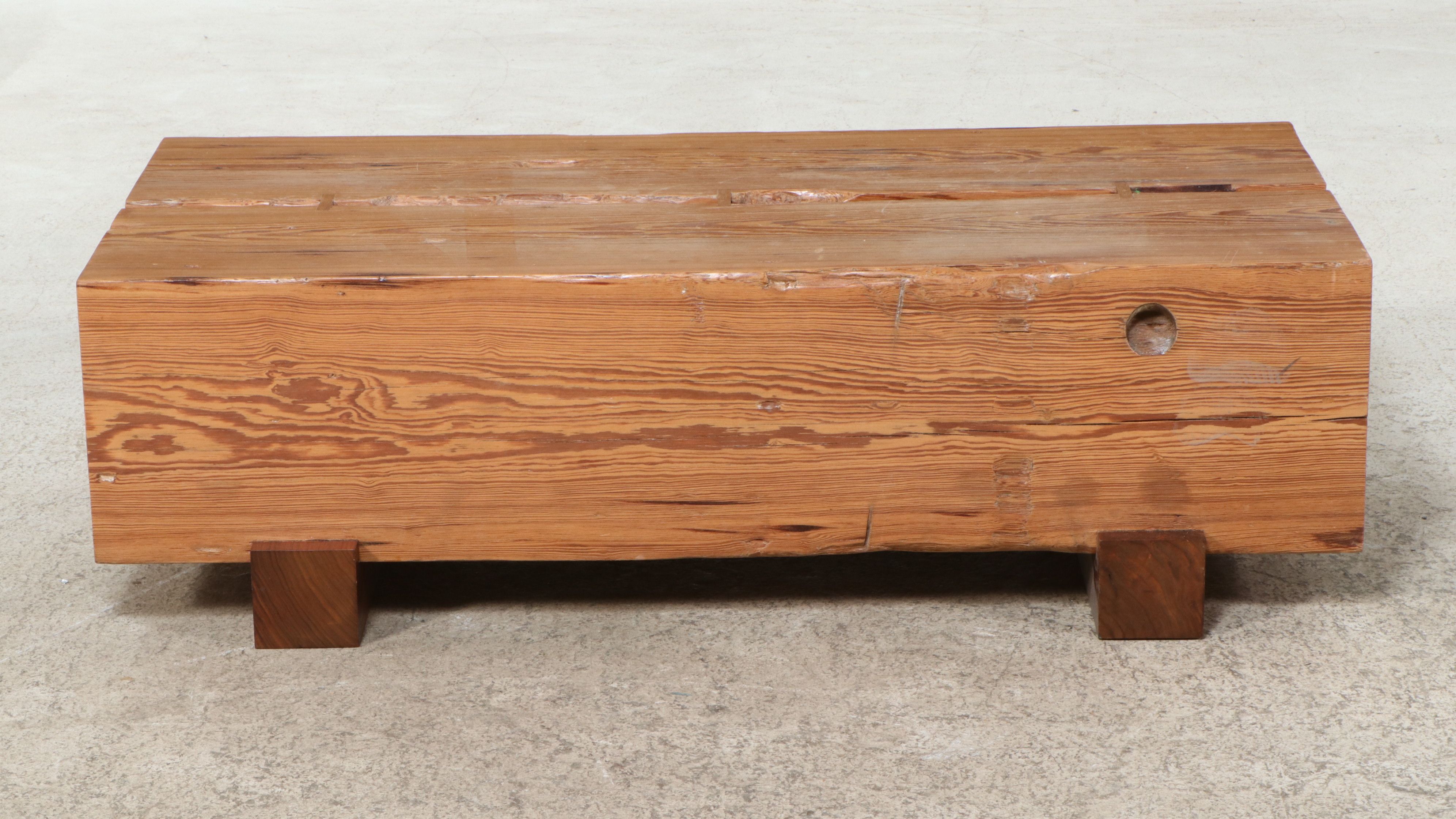 Brutalist Style Reclaimed Timber Beam Coffee Table