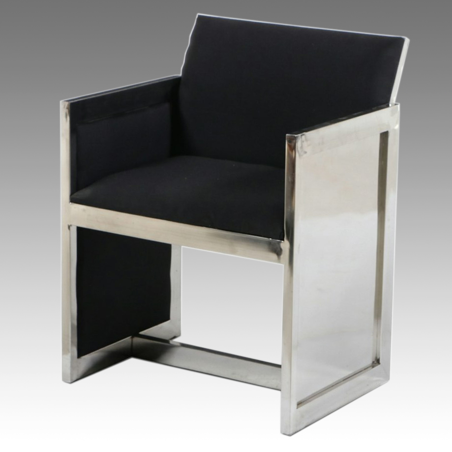 Contemporary Minimalist Style Polished Stainless Steel Club Chair, 21st Century
