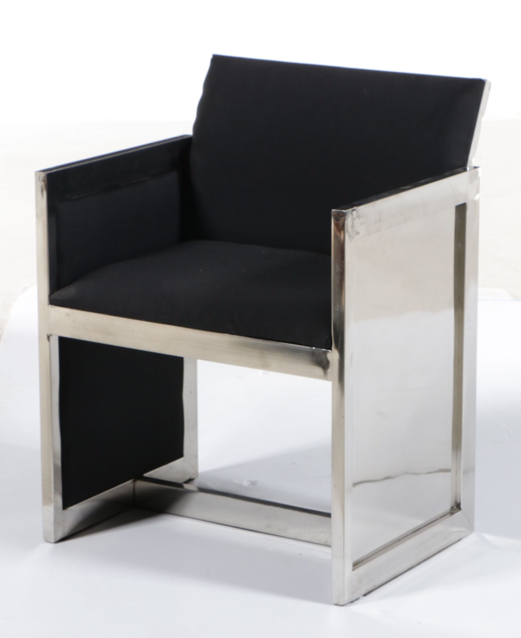 Contemporary Minimalist Style Polished Stainless Steel Club Chair, 21st Century