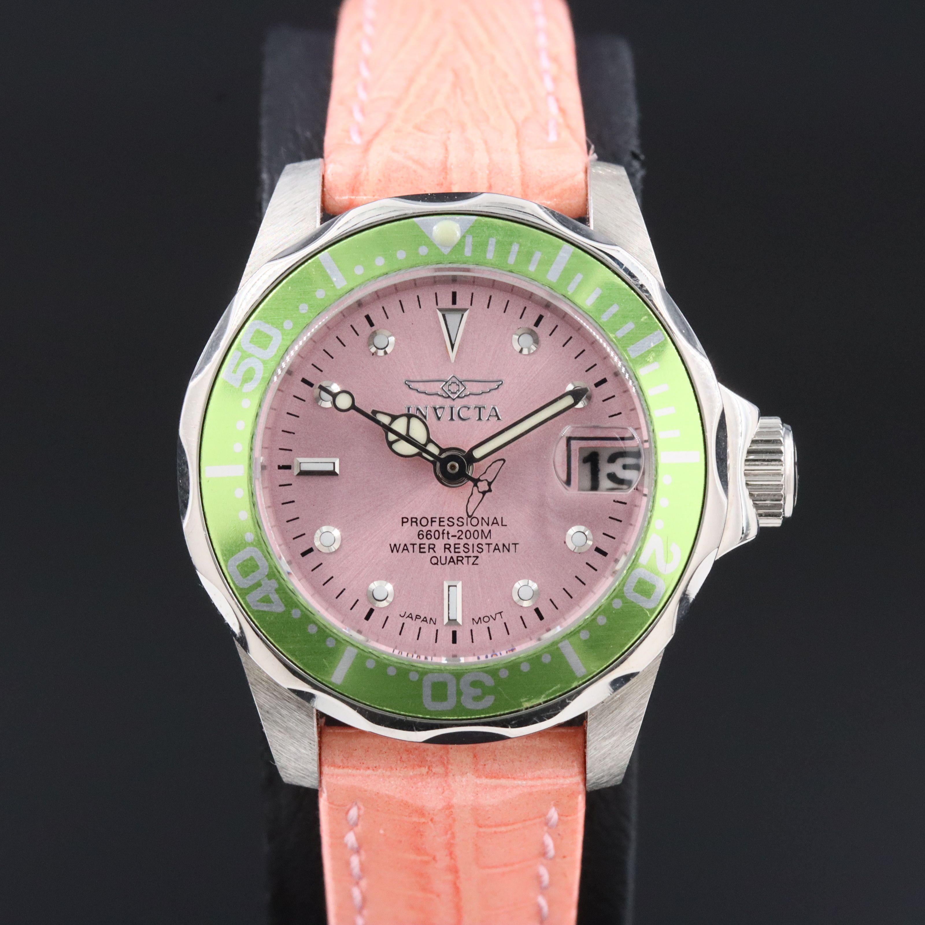 Invicta Professional Pro Diver Stainless Steel and Pink Dial Watch # 11715
