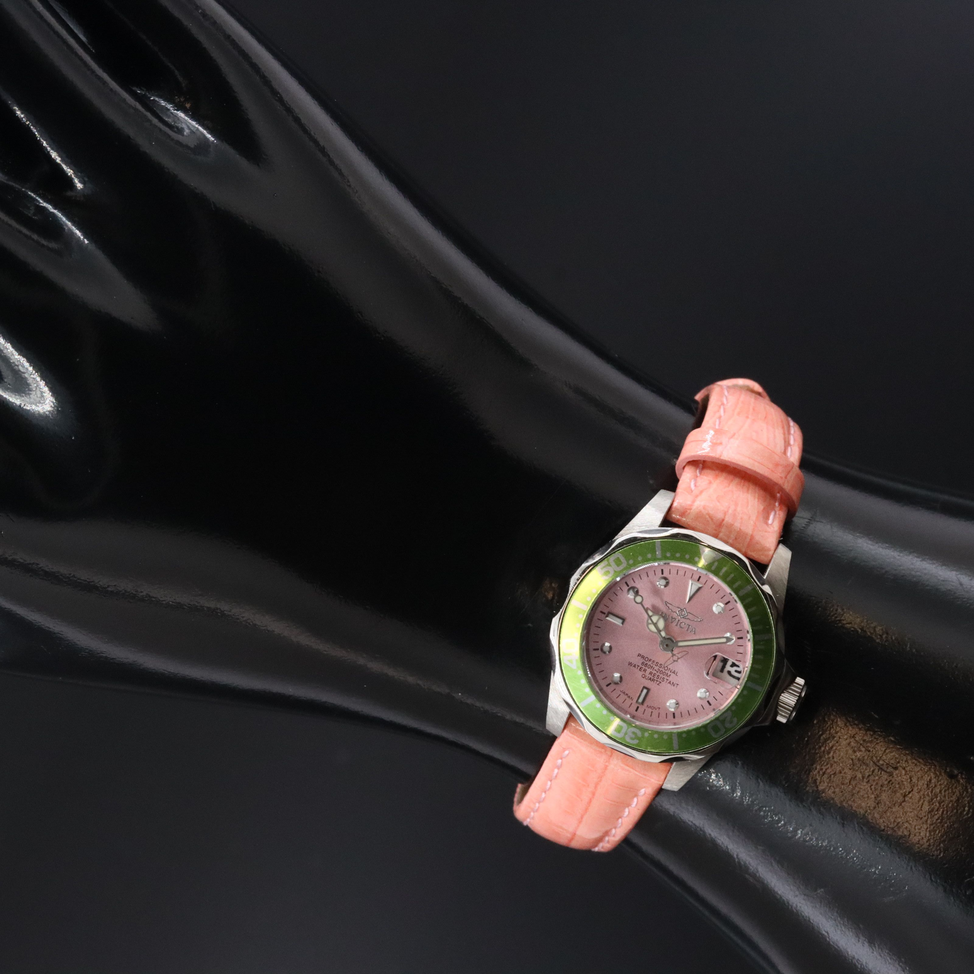 Invicta Professional Pro Diver Stainless Steel and Pink Dial Watch # 11715