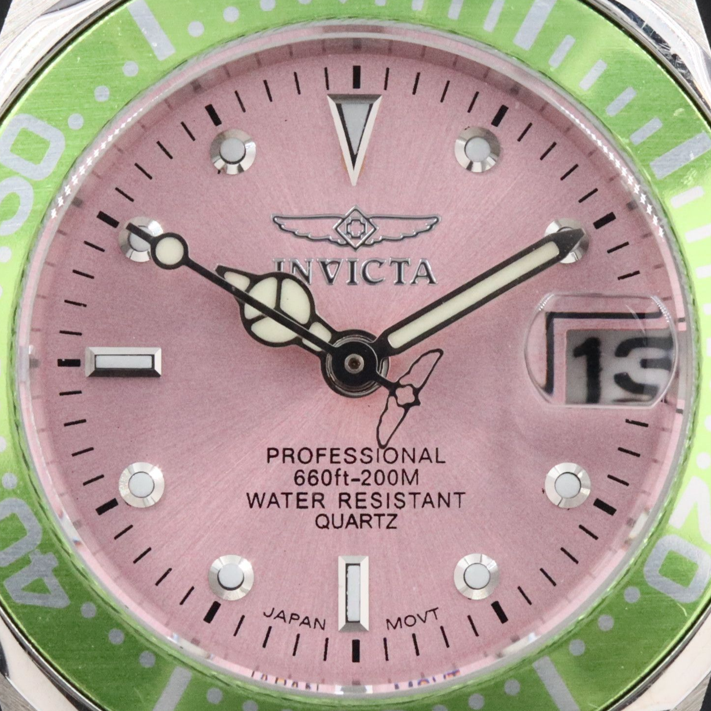 Invicta Professional Pro Diver Stainless Steel and Pink Dial Watch # 11715