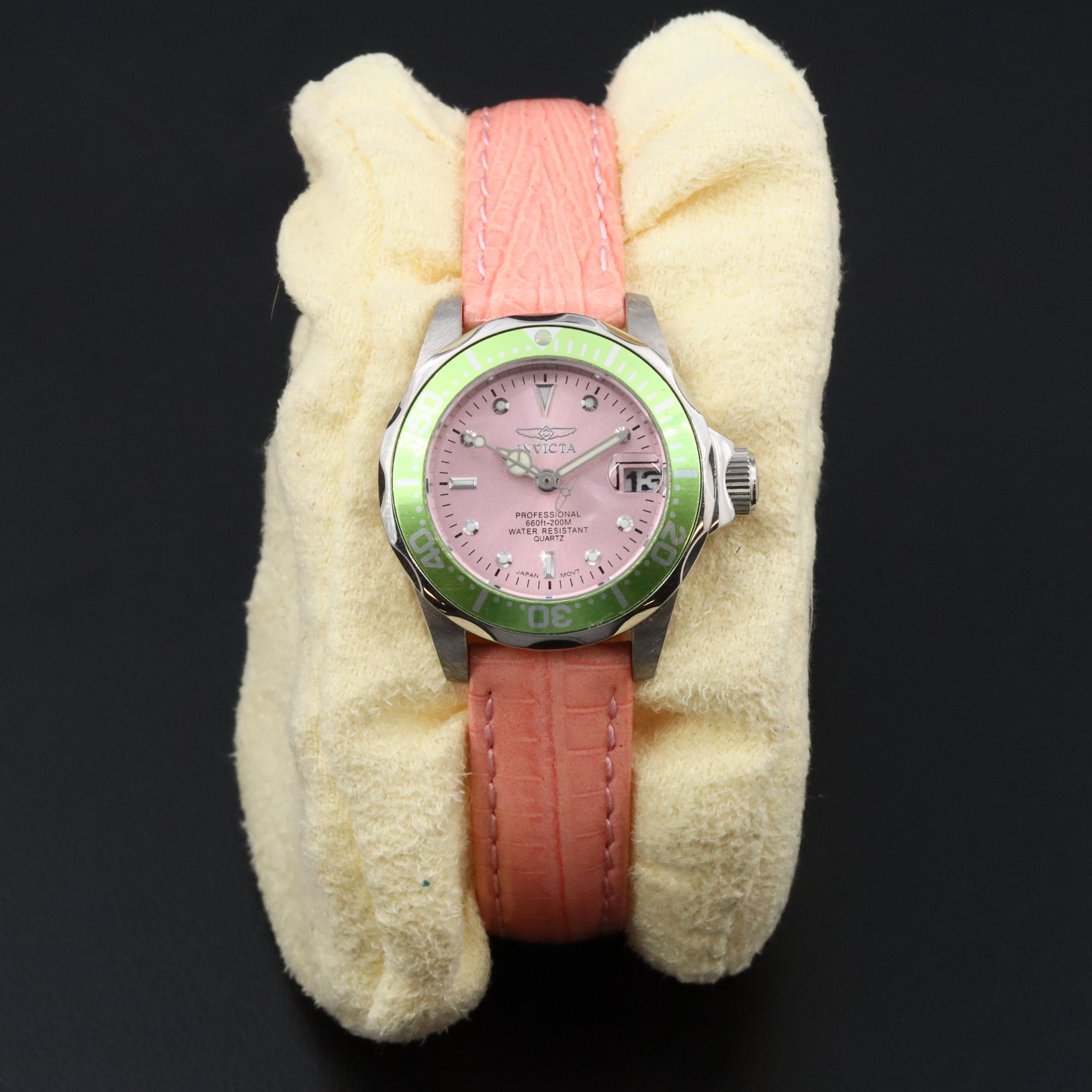 Invicta Professional Pro Diver Stainless Steel and Pink Dial Watch # 11715
