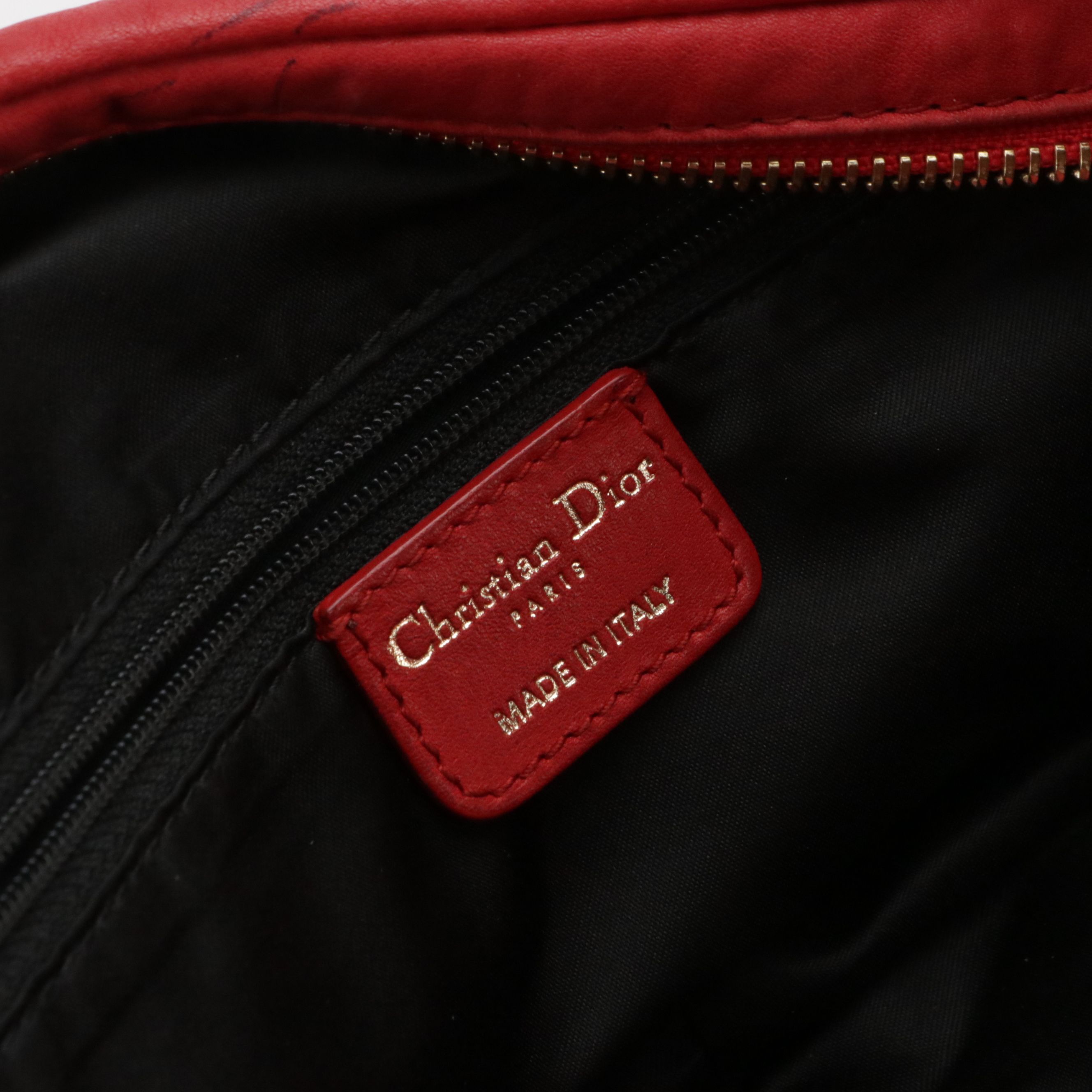 Christian Dior Gypsy Ruffle Hobo Shoulder Bag in Red Lambskin Leather