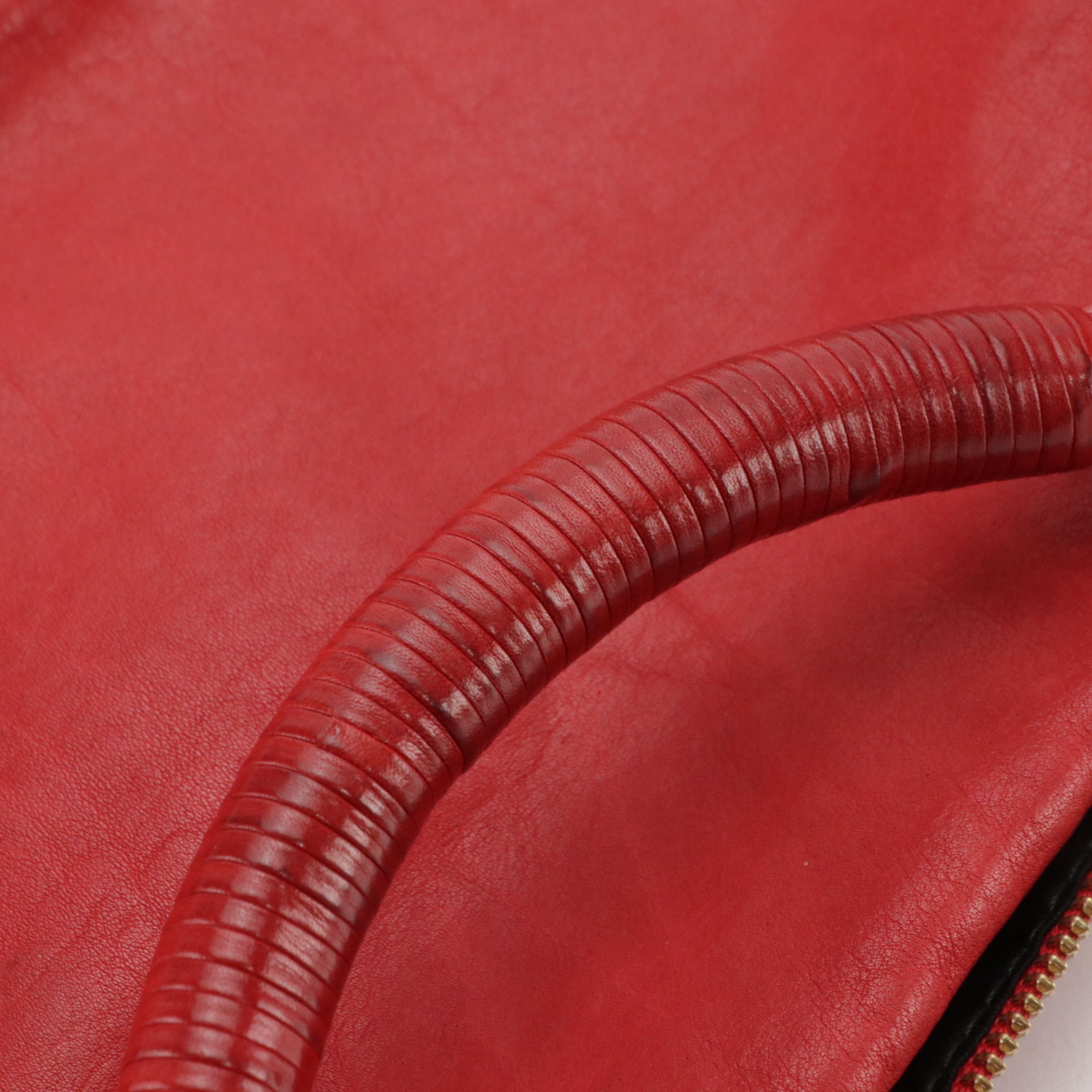 Christian Dior Gypsy Ruffle Hobo Shoulder Bag in Red Lambskin Leather