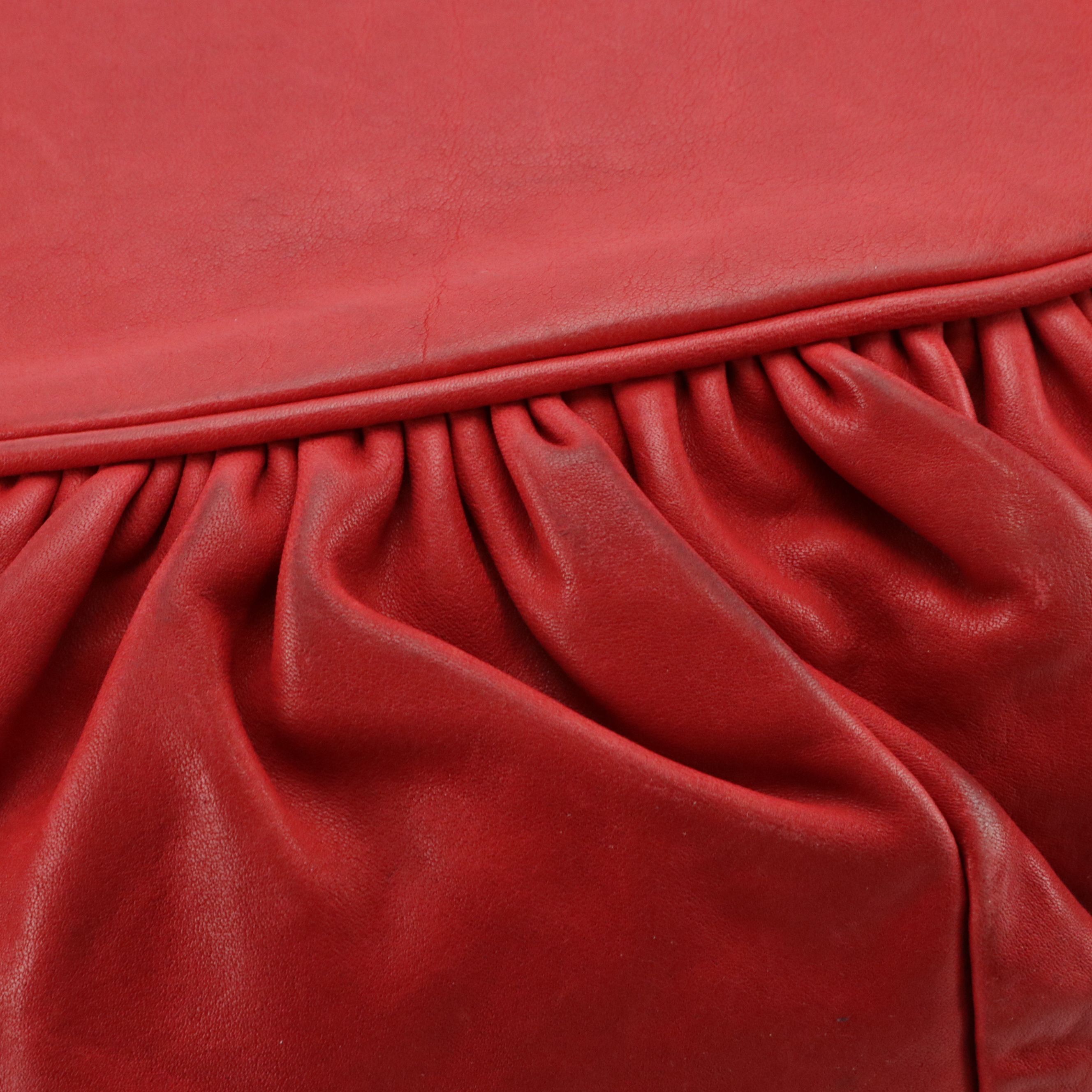 Christian Dior Gypsy Ruffle Hobo Shoulder Bag in Red Lambskin Leather