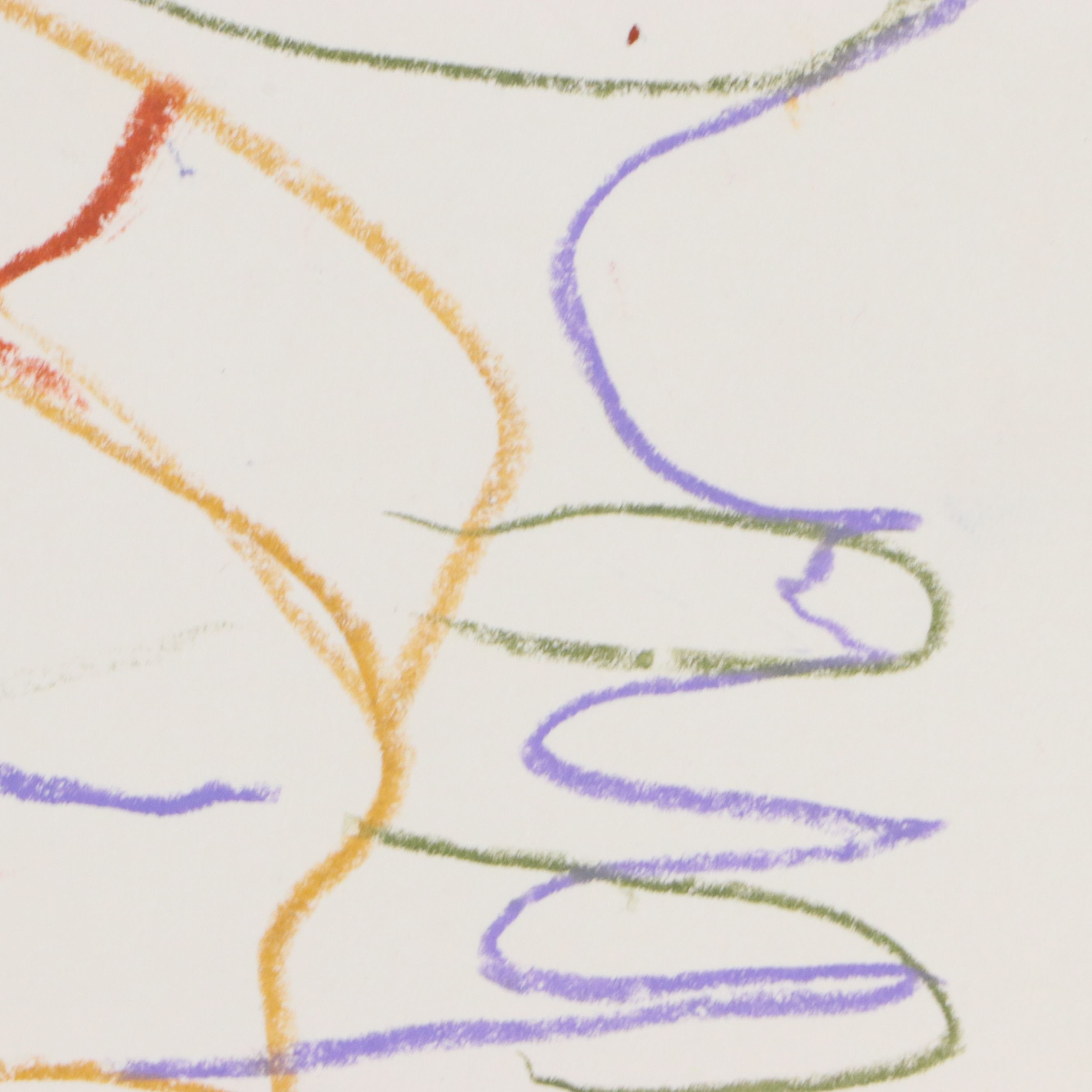 Paul Chidlaw Folk Abstract Chalk Pastel Drawing, Late 20th Century