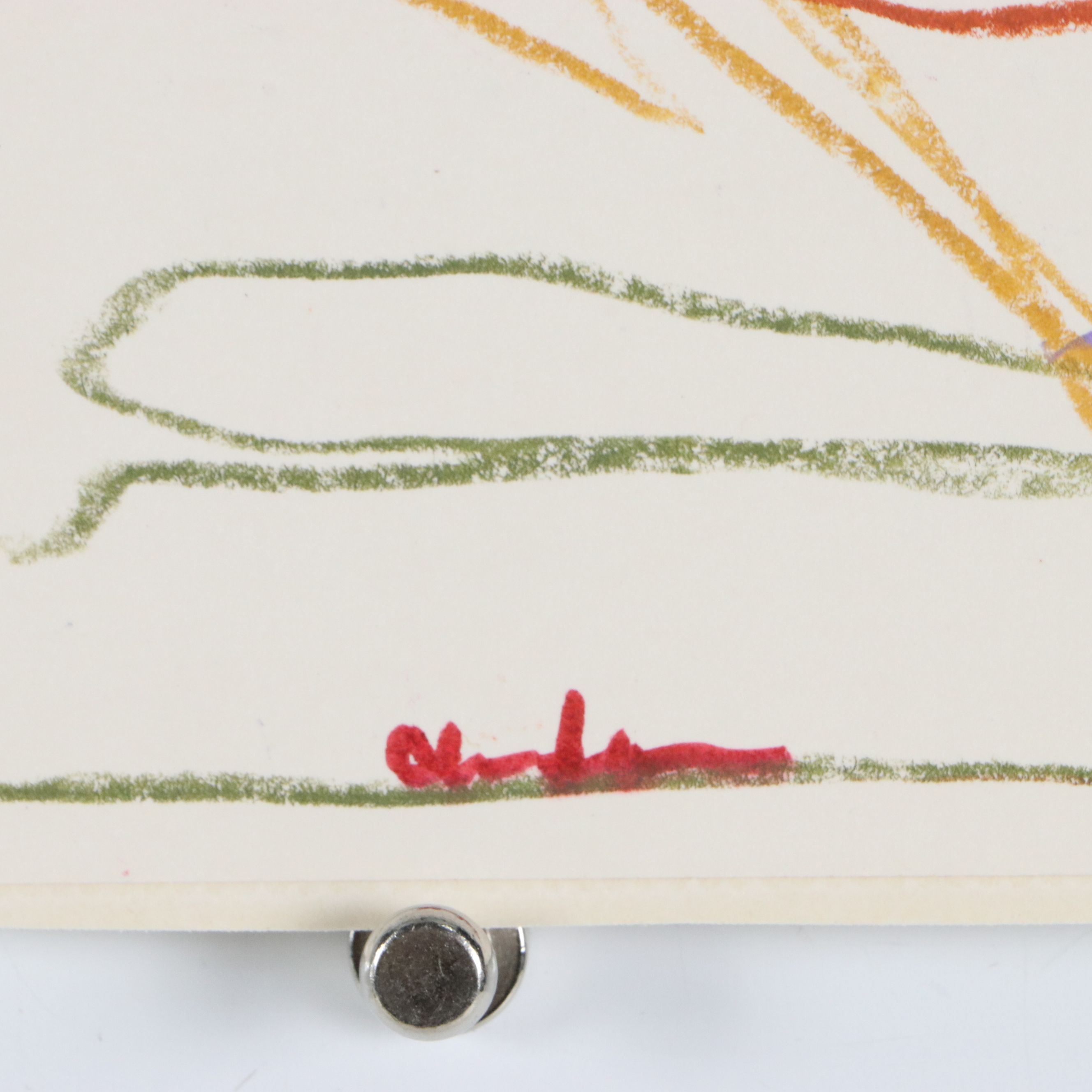 Paul Chidlaw Folk Abstract Chalk Pastel Drawing, Late 20th Century