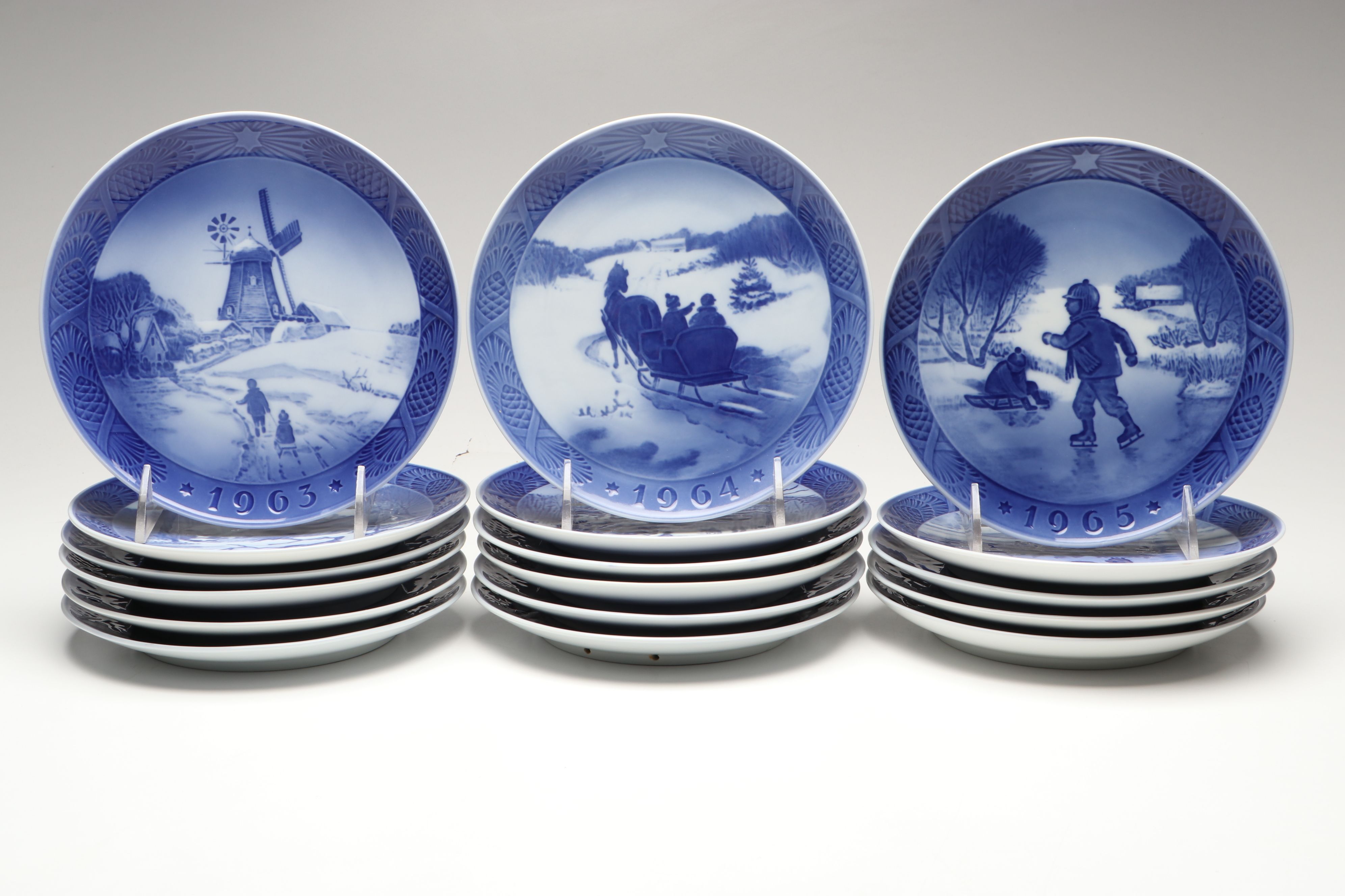 Royal Copenhagen Porcelain Collector Plates Featuring "In The Old Farmyard"