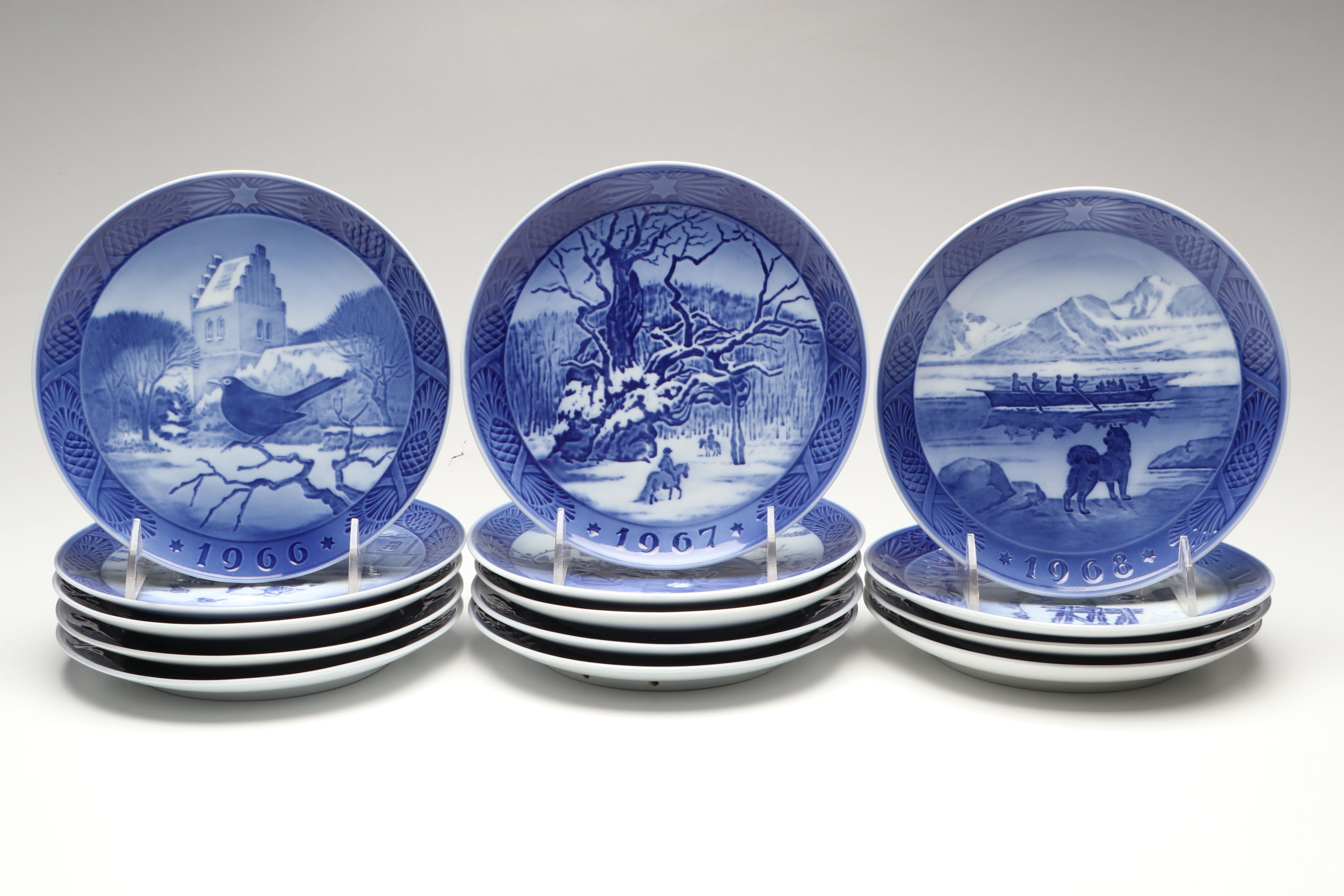 Royal Copenhagen Porcelain Collector Plates Featuring "In The Old Farmyard"