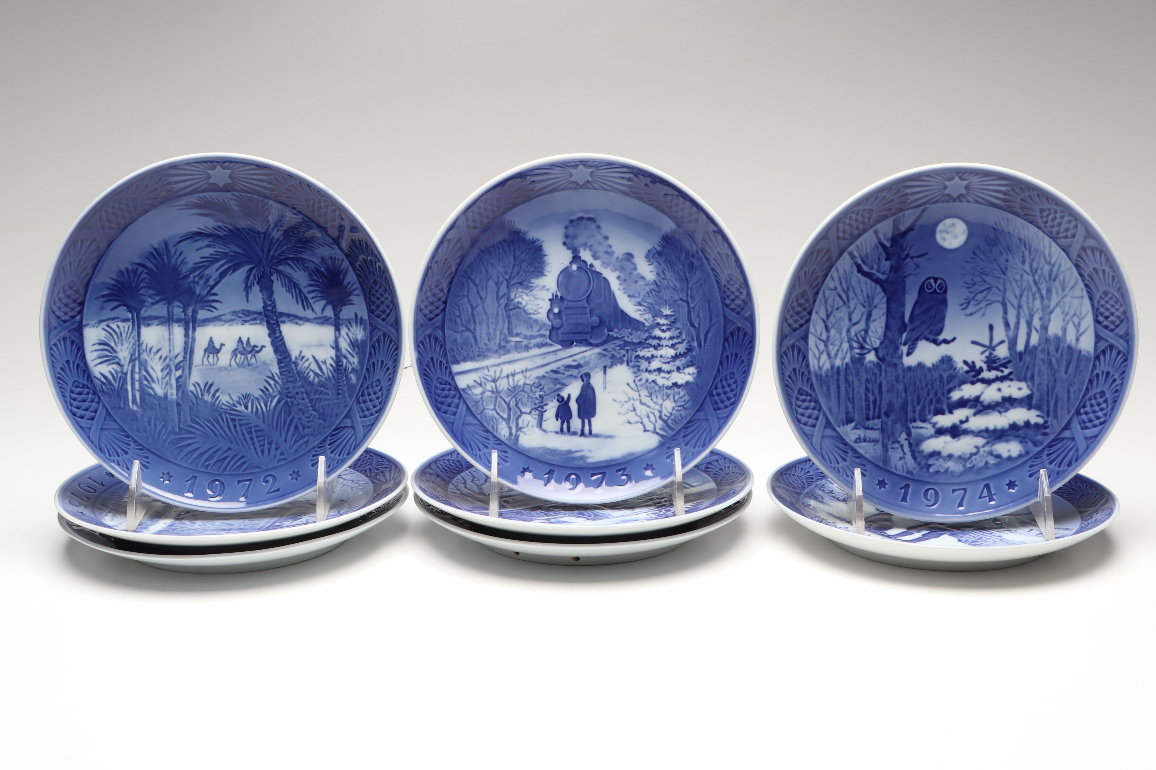 Royal Copenhagen Porcelain Collector Plates Featuring "In The Old Farmyard"