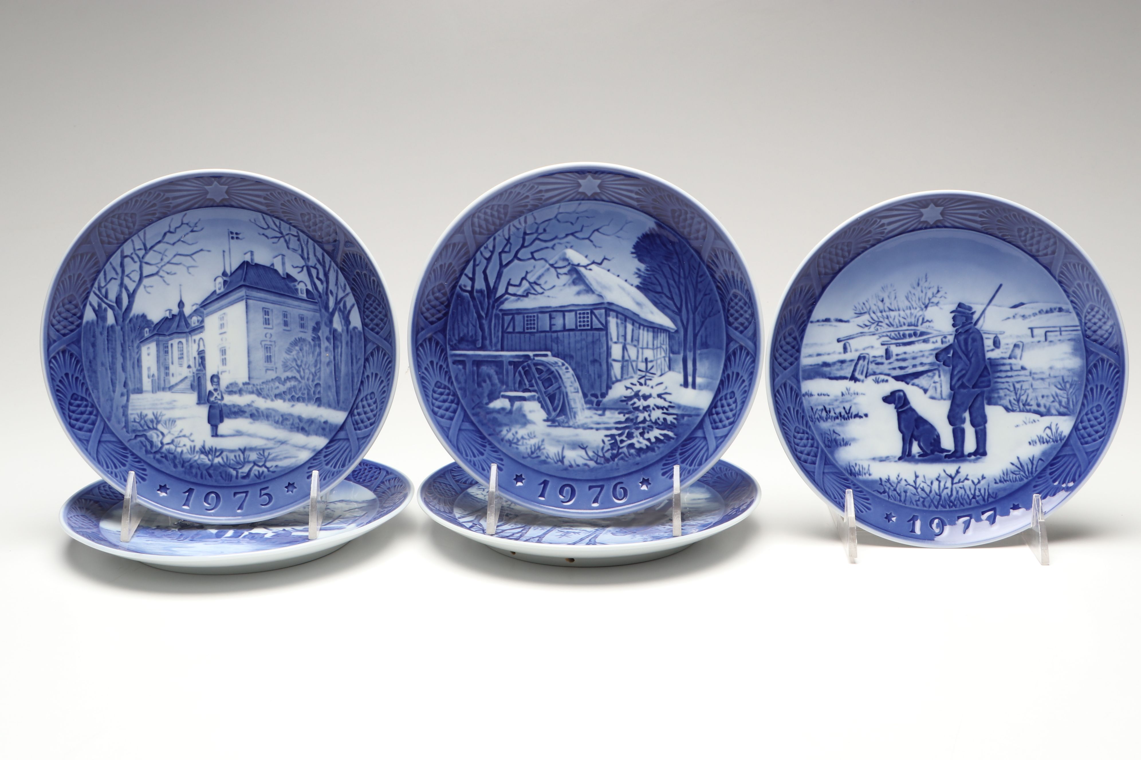 Royal Copenhagen Porcelain Collector Plates Featuring "In The Old Farmyard"
