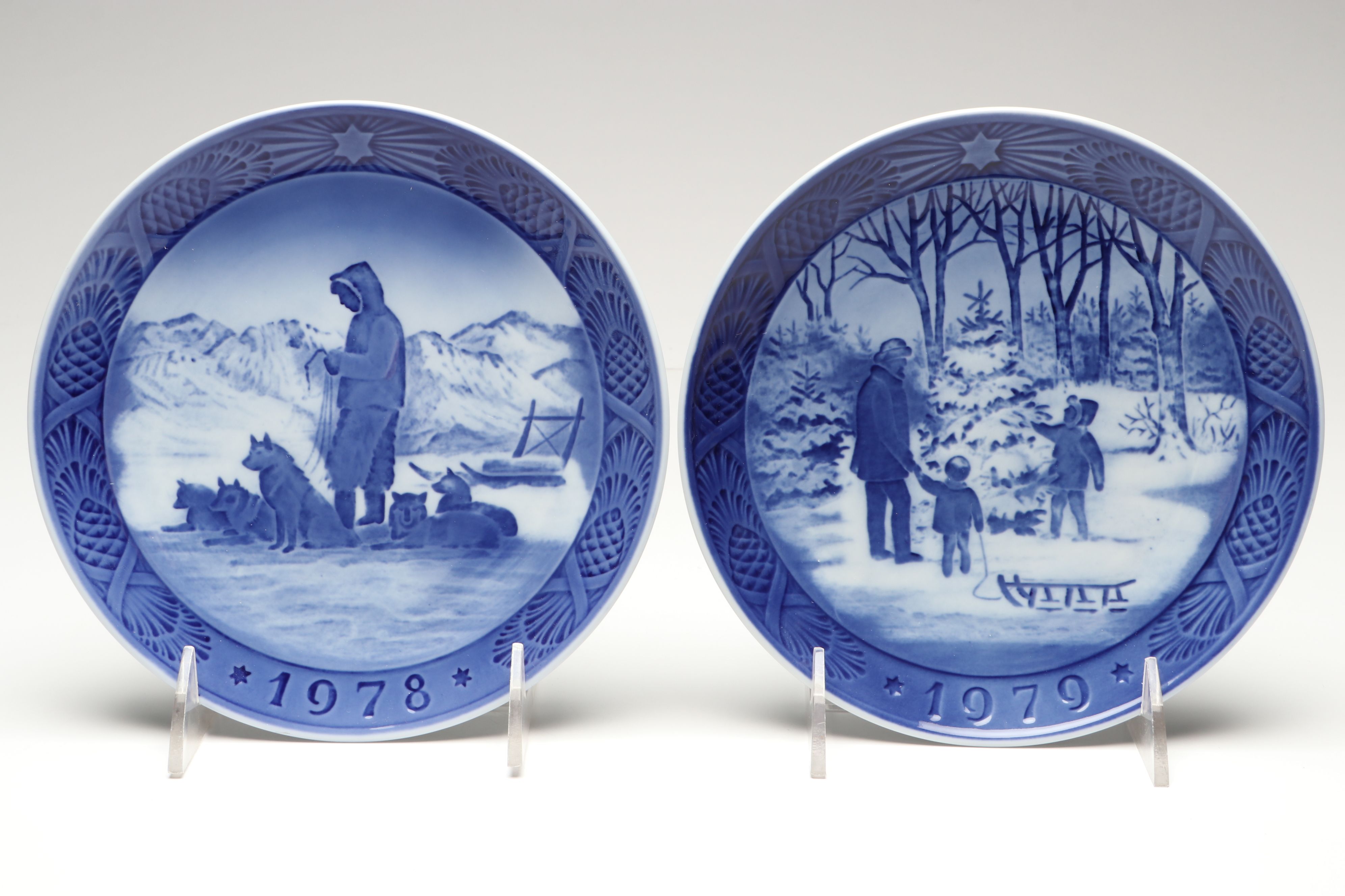 Royal Copenhagen Porcelain Collector Plates Featuring "In The Old Farmyard"
