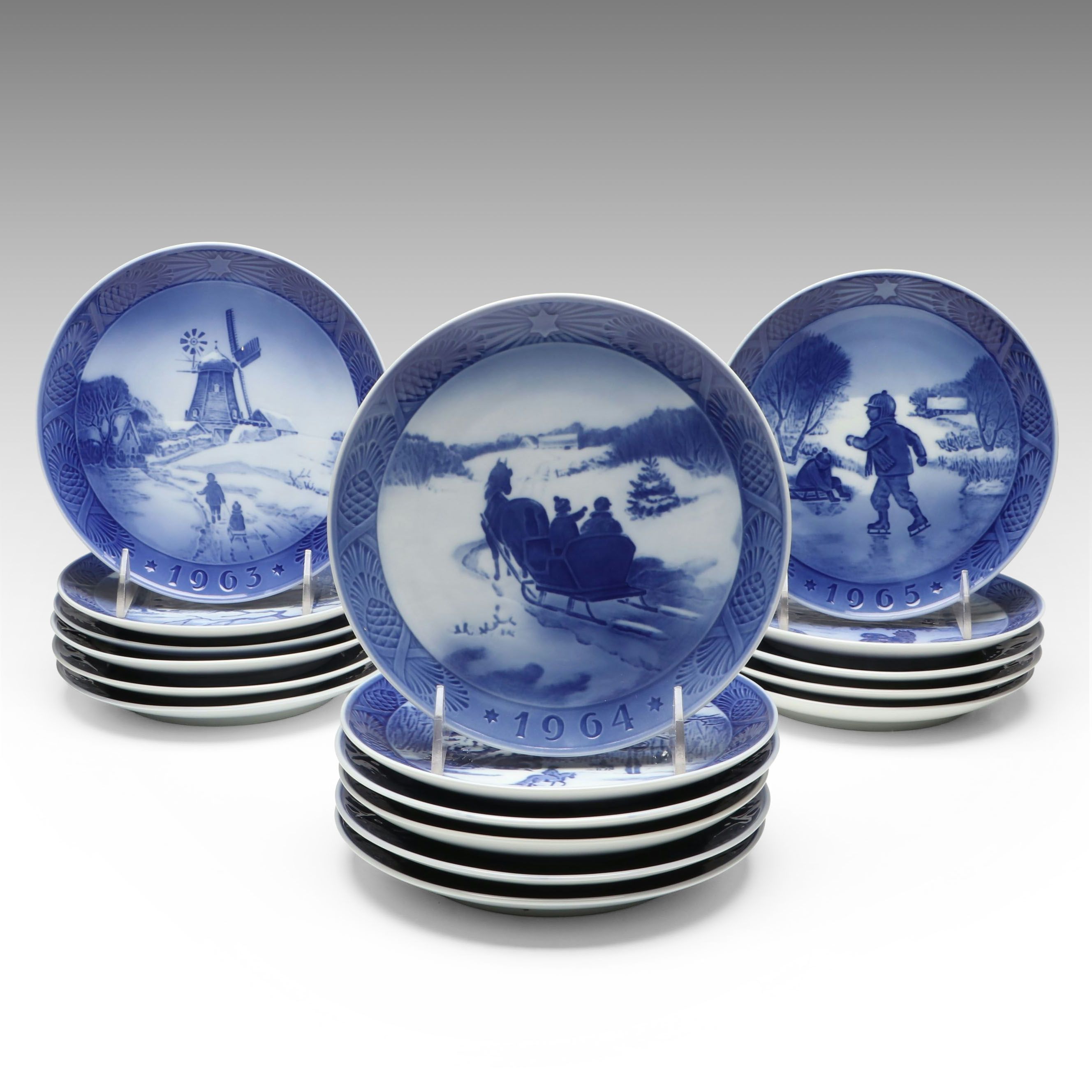 Royal Copenhagen Porcelain Collector Plates Featuring "In The Old Farmyard"