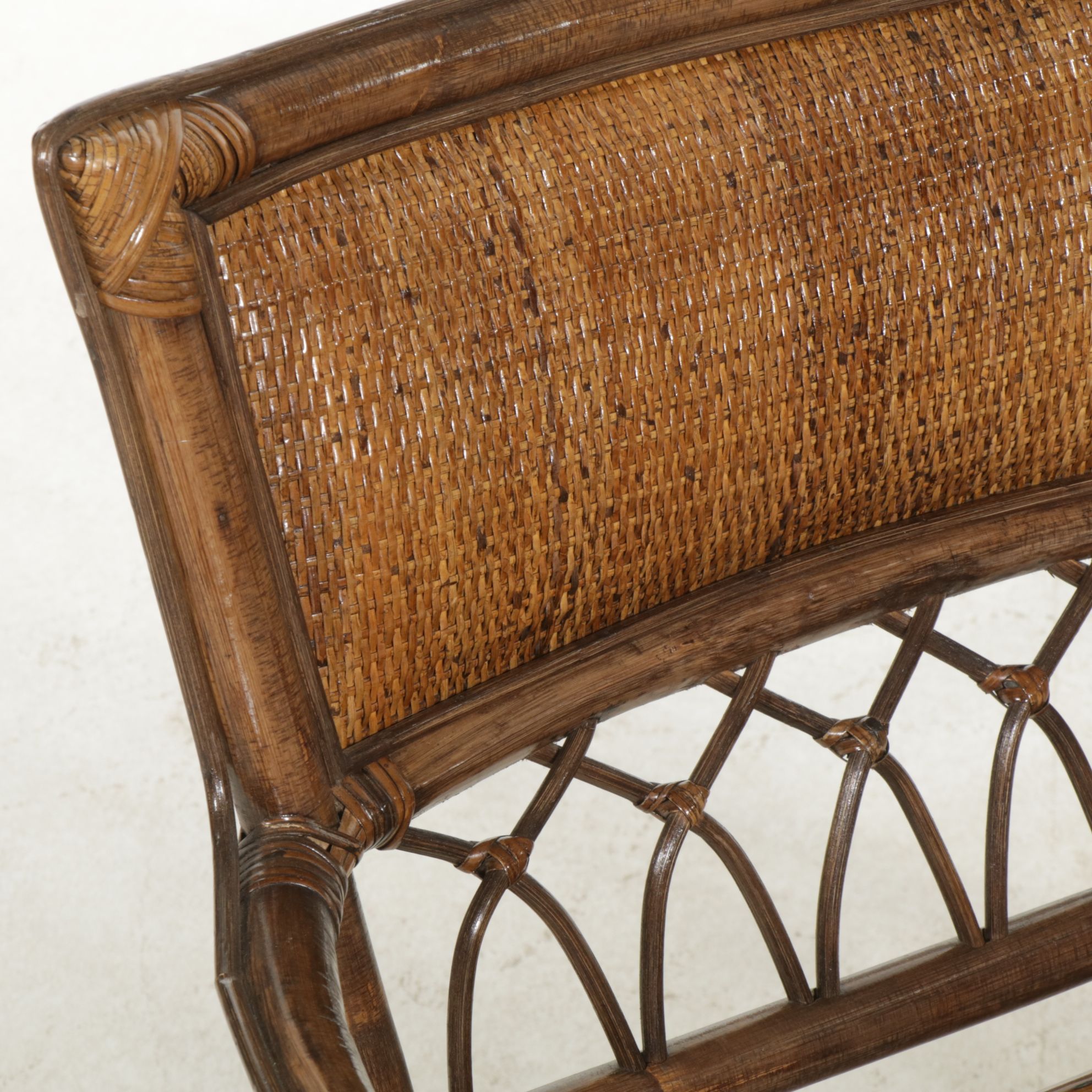 Bent Rattan Armchairs with Woven Cane Seat, Pair, Late 20th to 21st Century