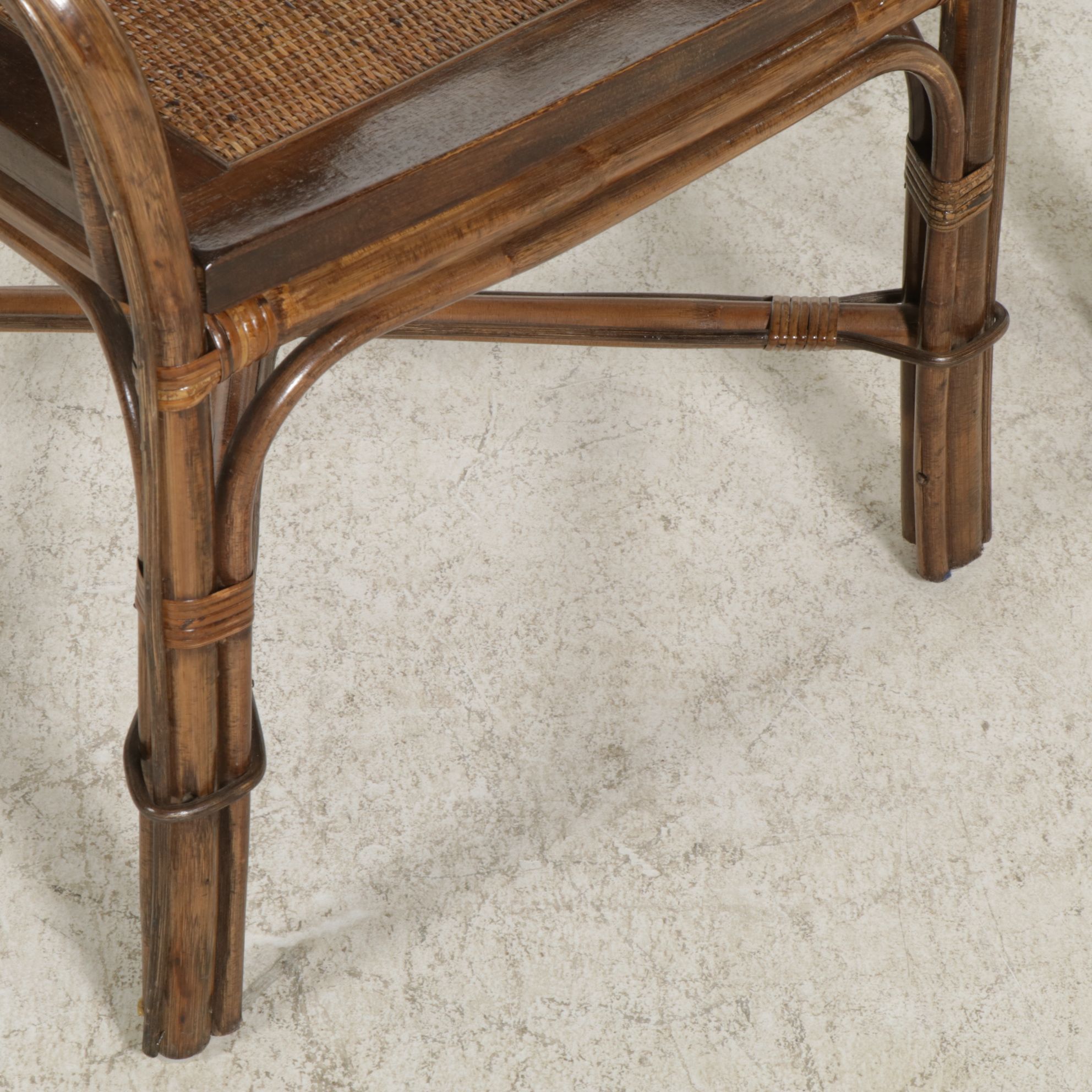 Bent Rattan Armchairs with Woven Cane Seat, Pair, Late 20th to 21st Century