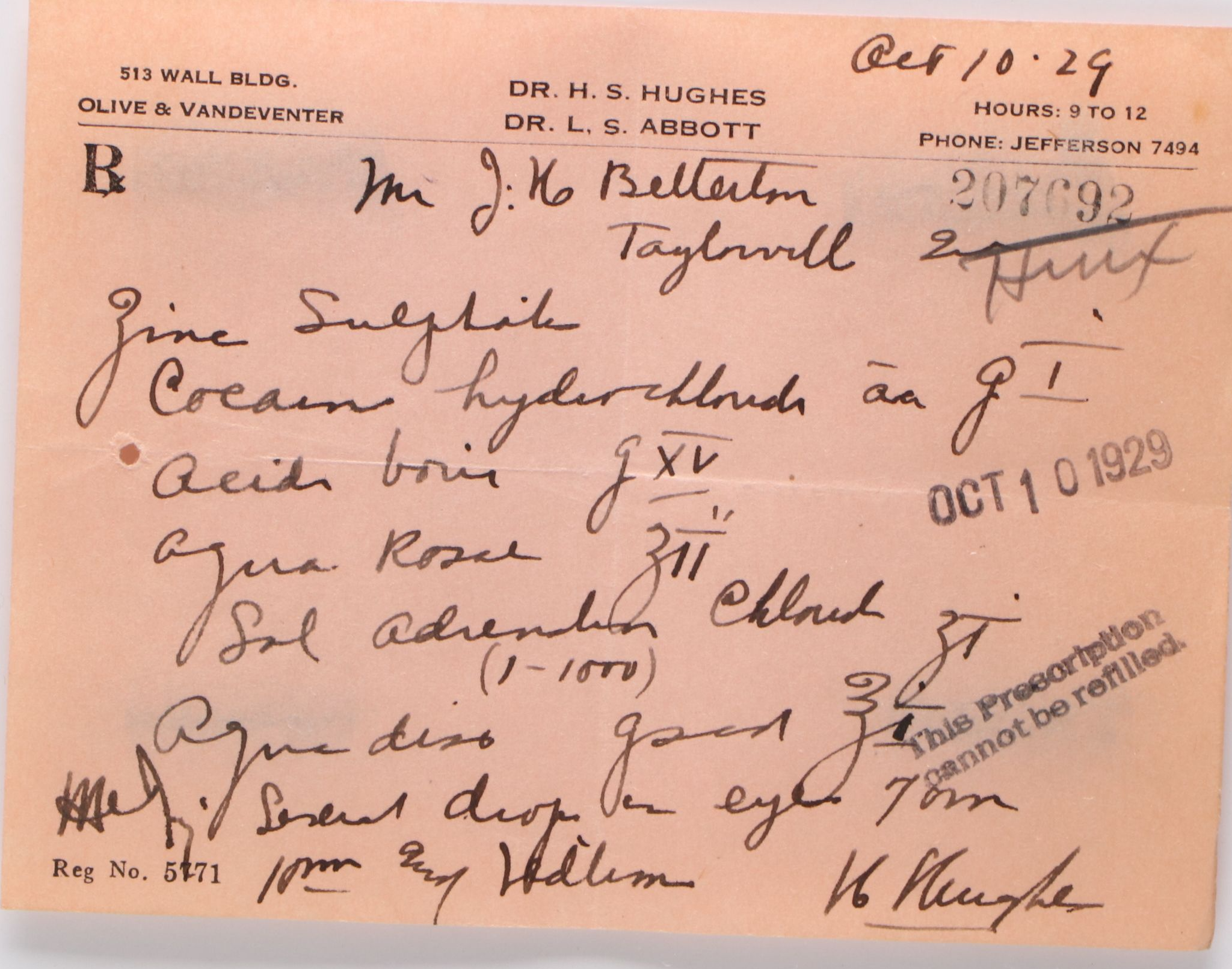Prescription Form for Cocaine, 19292