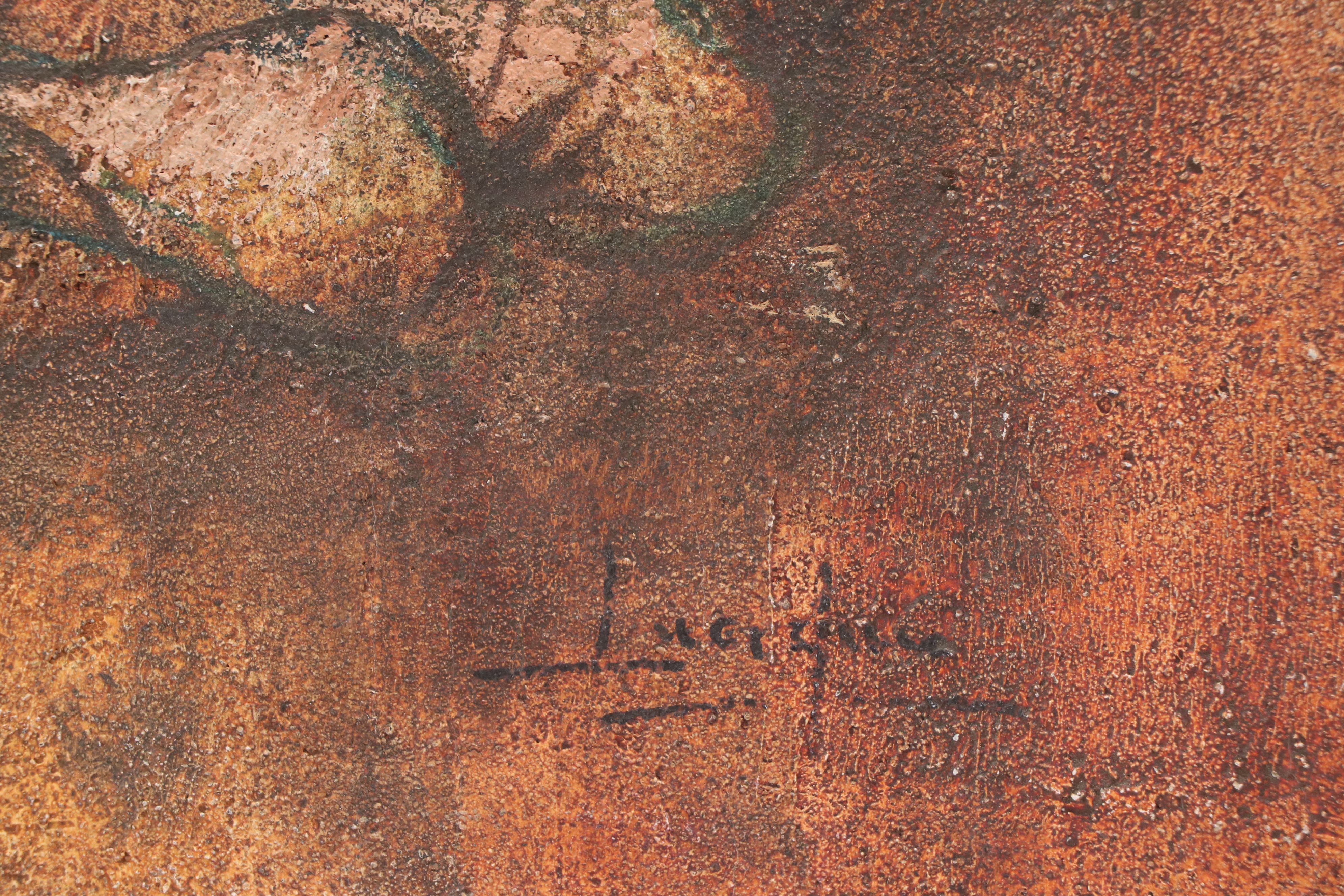 Oil and Sand Still Life Painting, Mid-20th Century