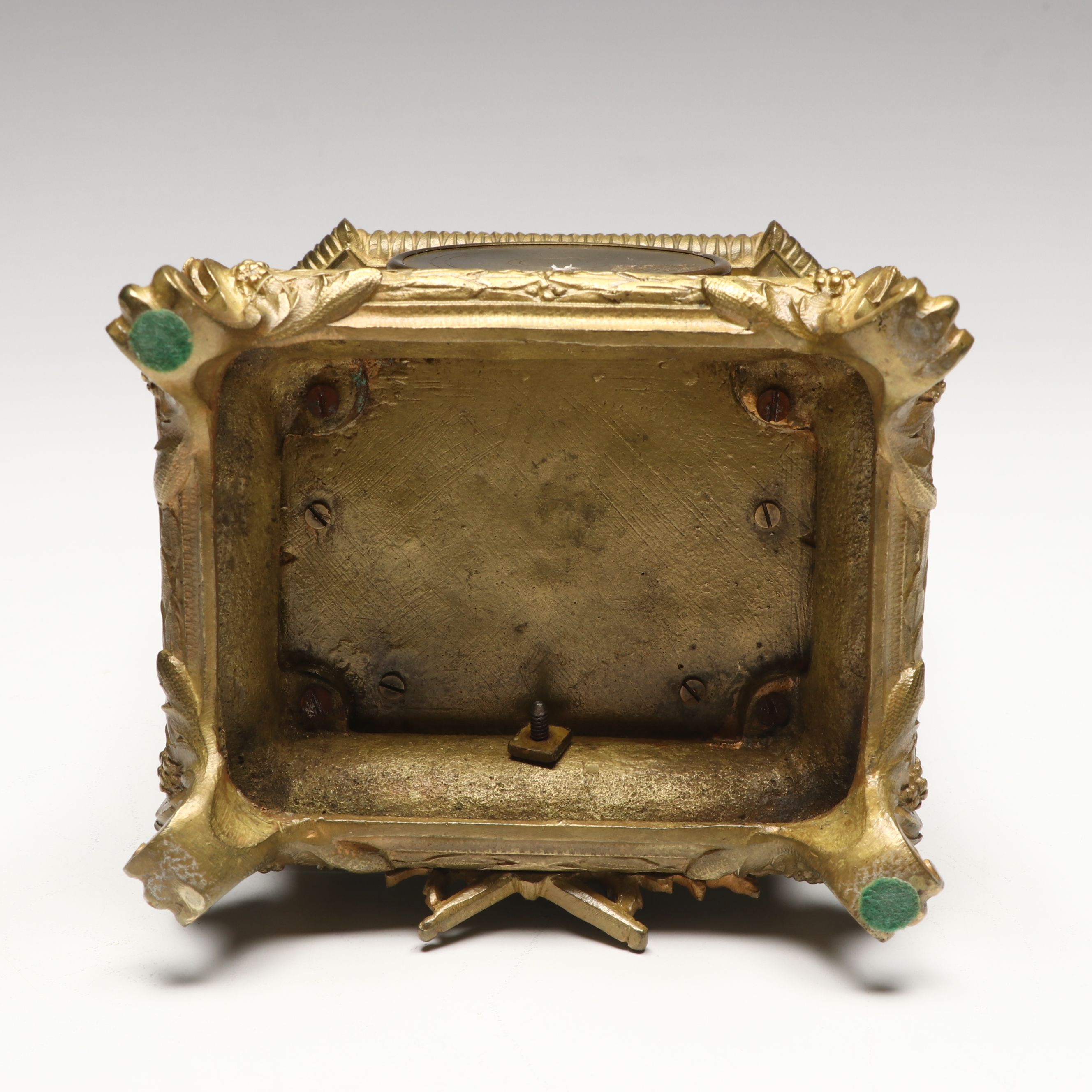 French Ormolu Style Footed Mantel Clock with Jasperware Panels