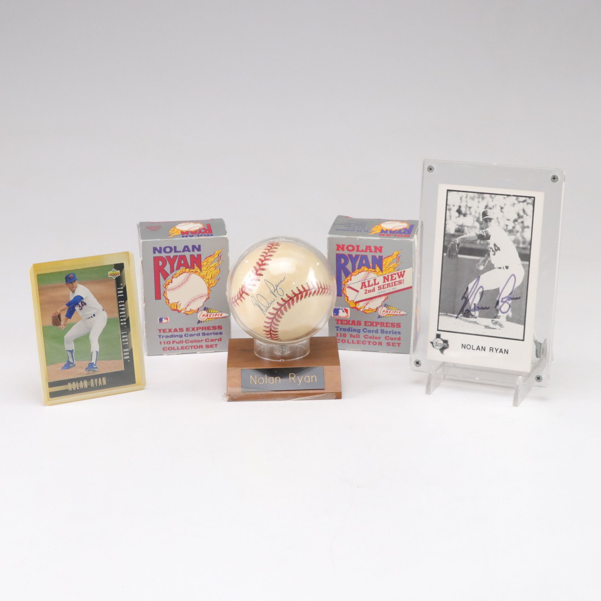 Nolan Ryan Signed Baseball and Photo with Cards and More