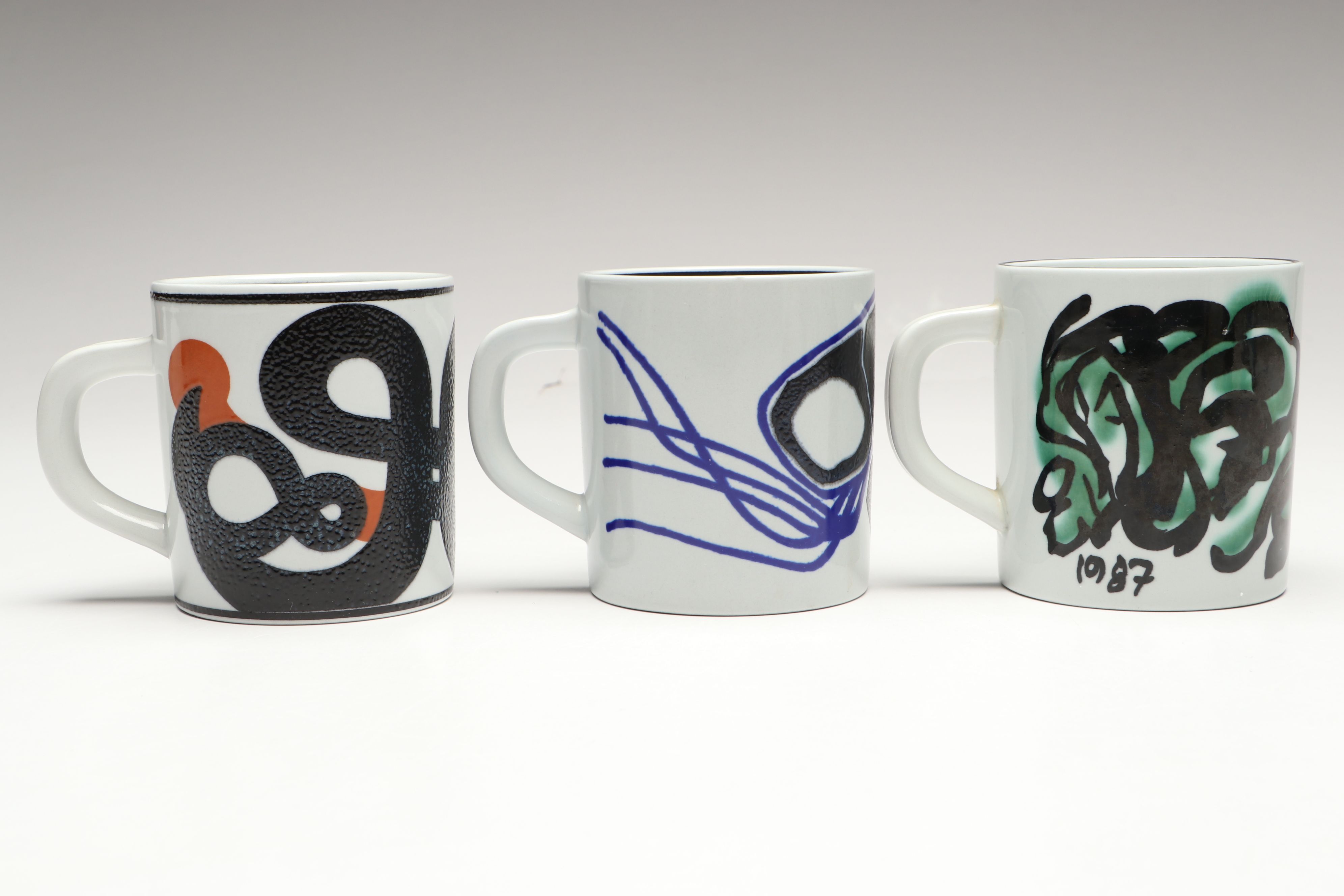 Royal Copenhagen Annual Porcelain Mugs, 1986-87, 1990-93, 1996, 1998