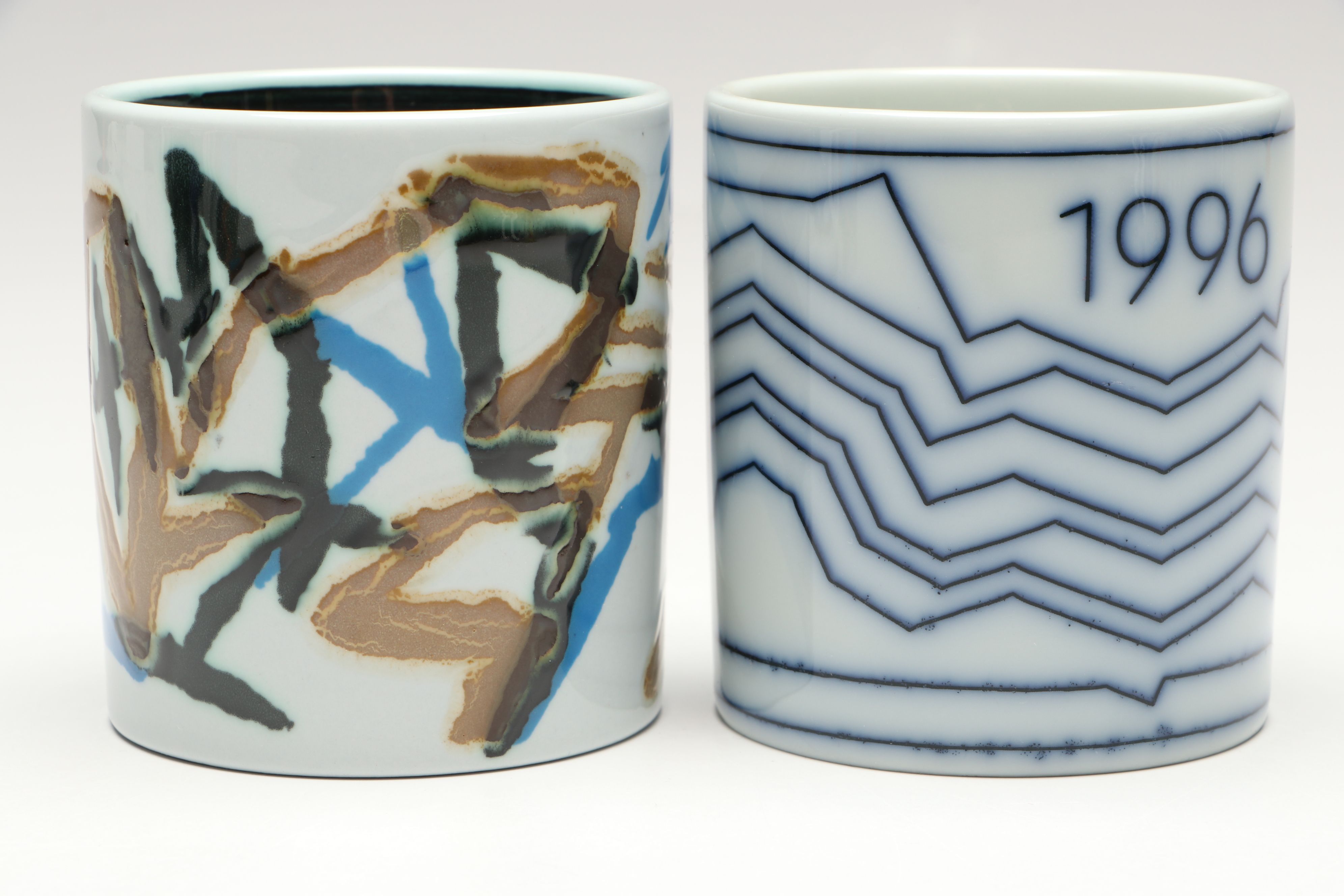 Royal Copenhagen Annual Porcelain Mugs, 1986-87, 1990-93, 1996, 1998