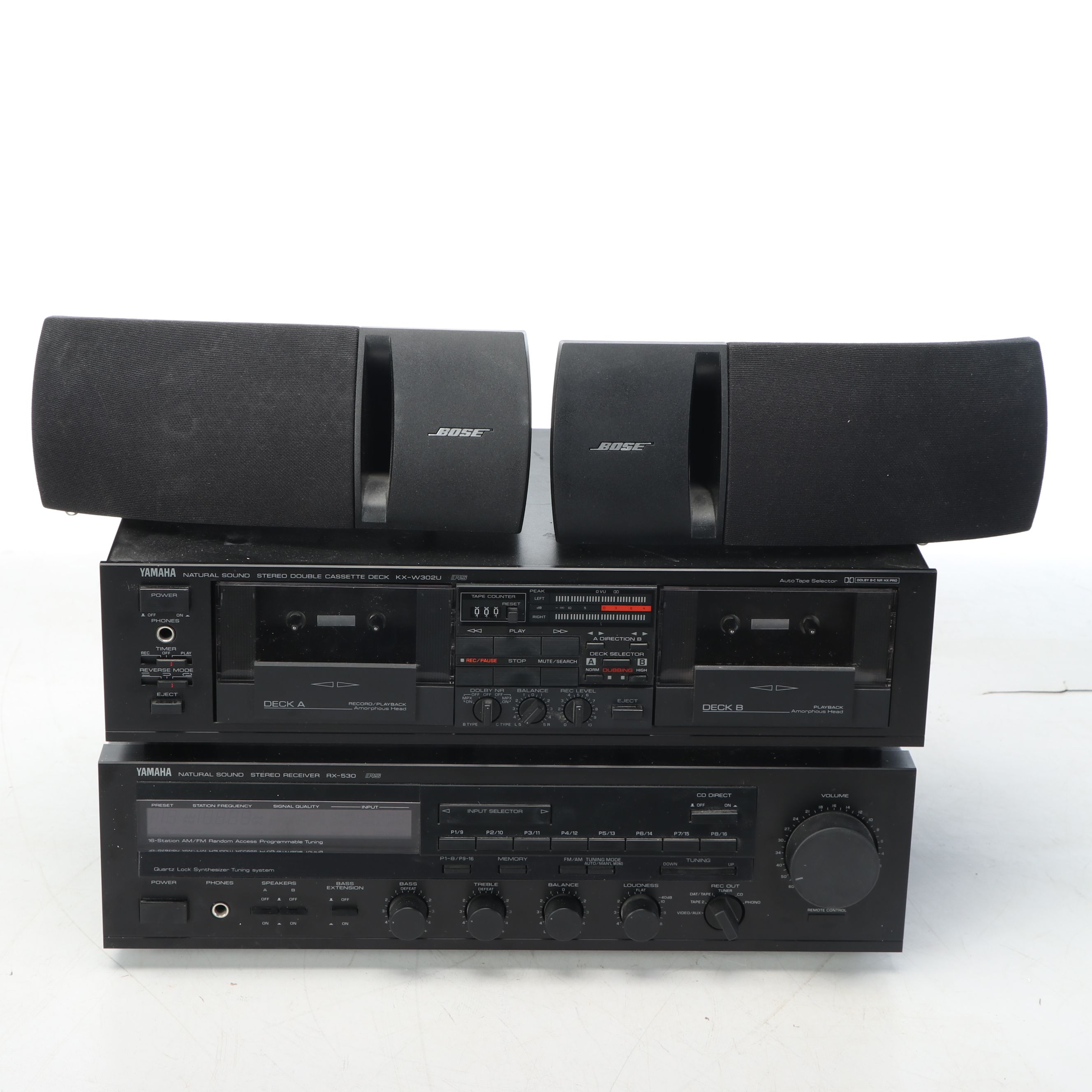 Yamaha Receiver and Cassette Deck with Pioneer CD Player and Bose Speakers