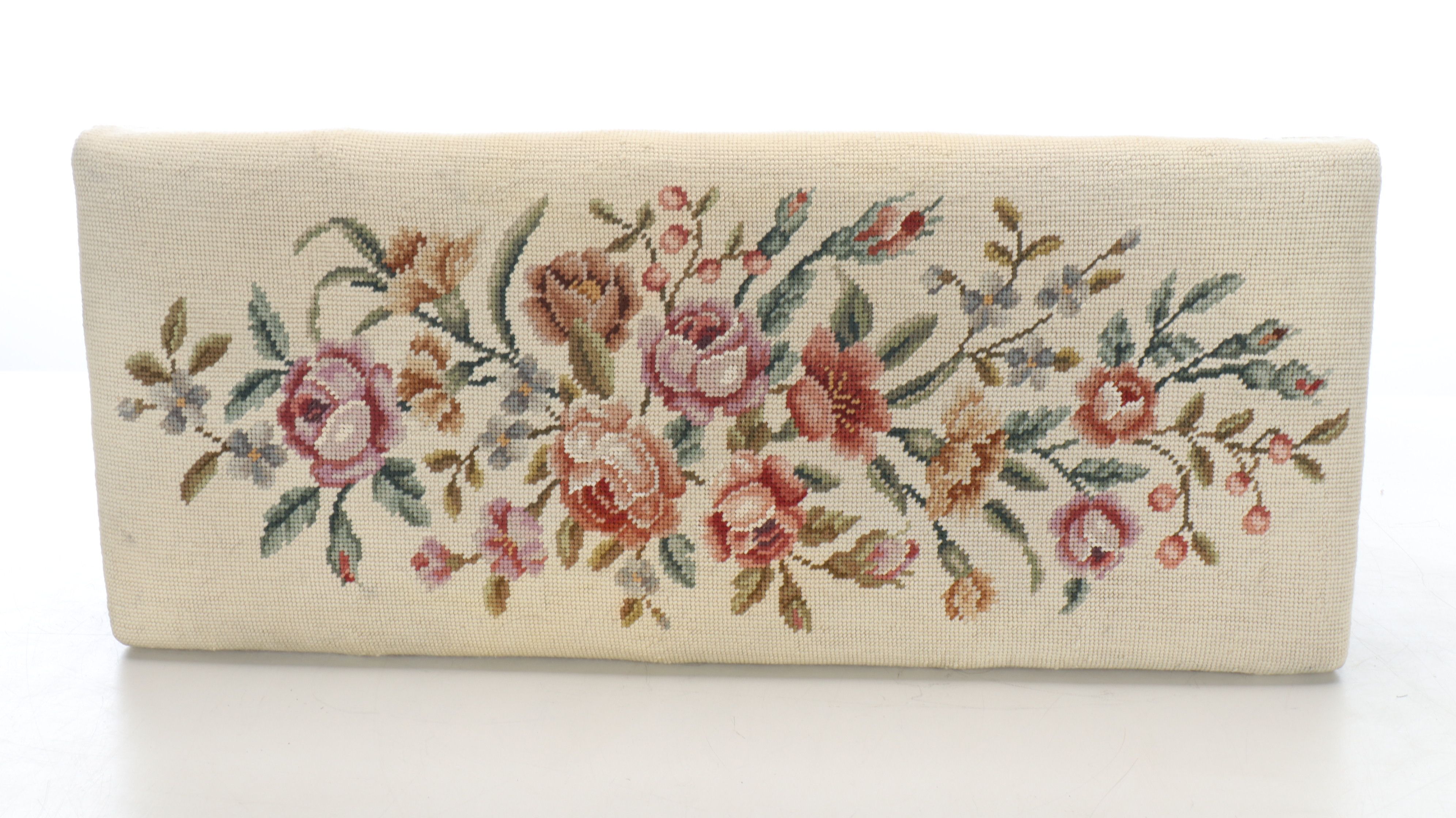 Louis XVI Style Carved Wood and Needlepoint Long Ottoman, Early to Mid-20th C.