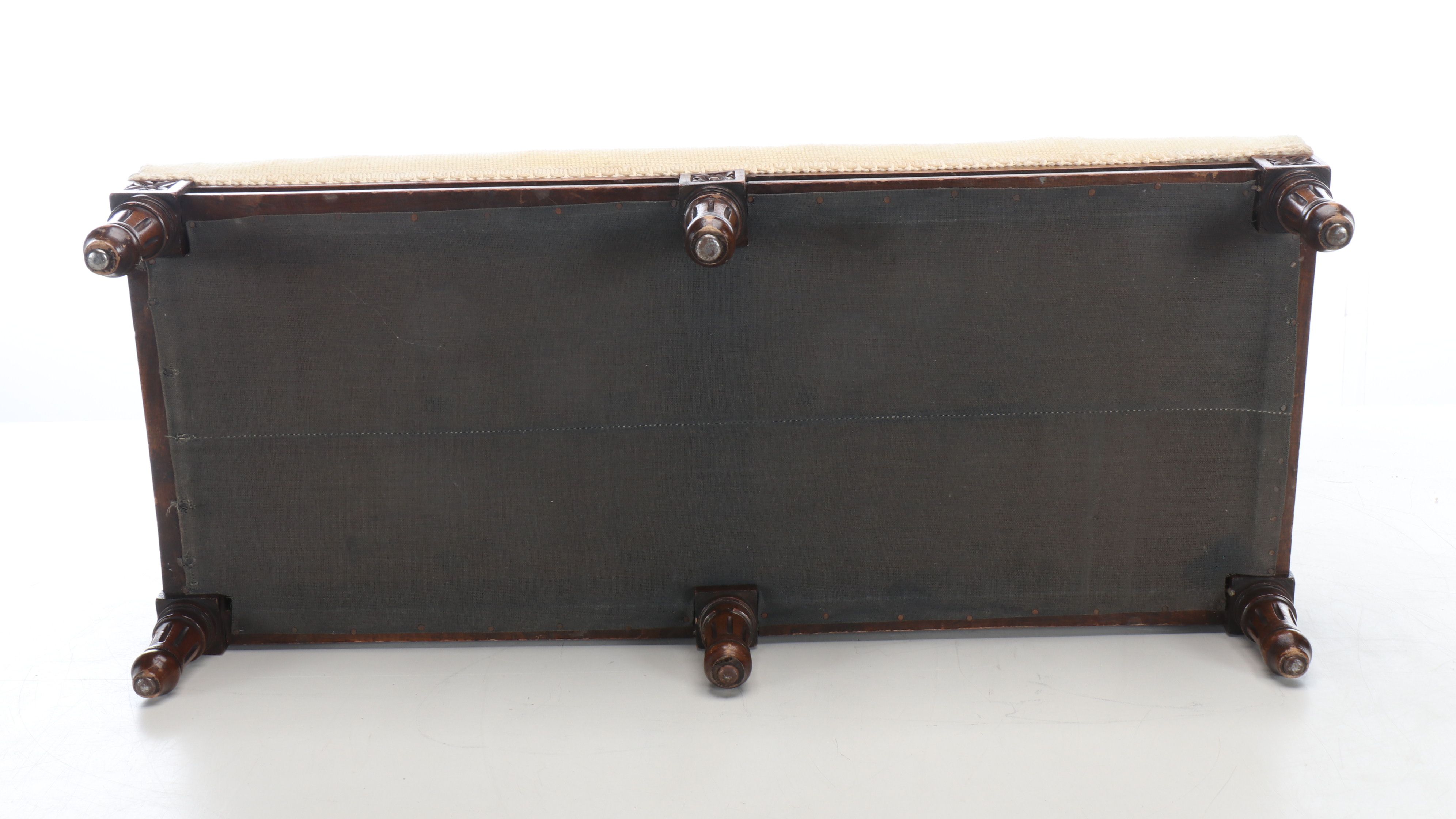 Louis XVI Style Carved Wood and Needlepoint Long Ottoman, Early to Mid-20th C.