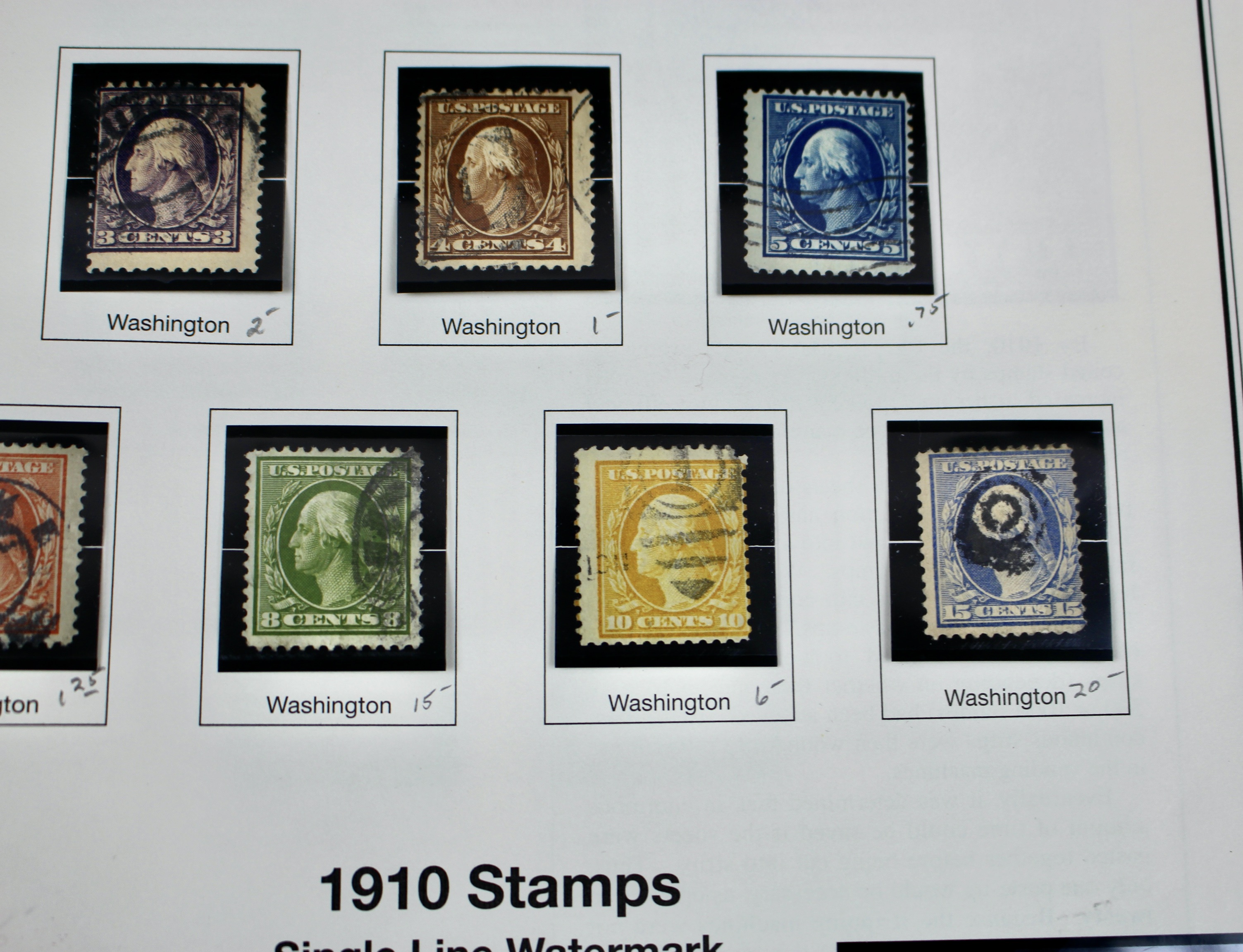 Regular Issue U.S. Postage Stamp Collection, 1910 to 1920