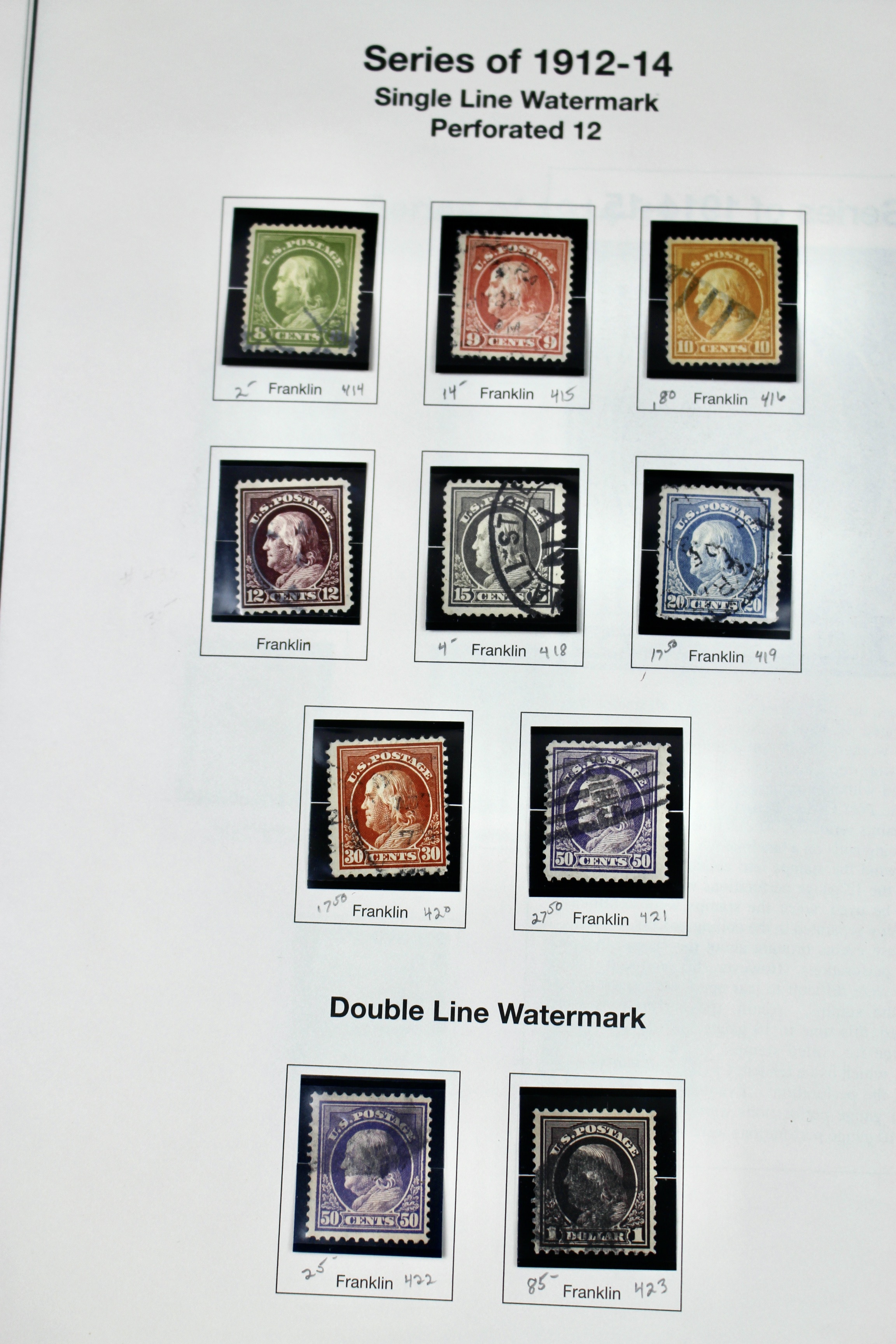 Regular Issue U.S. Postage Stamp Collection, 1910 to 1920