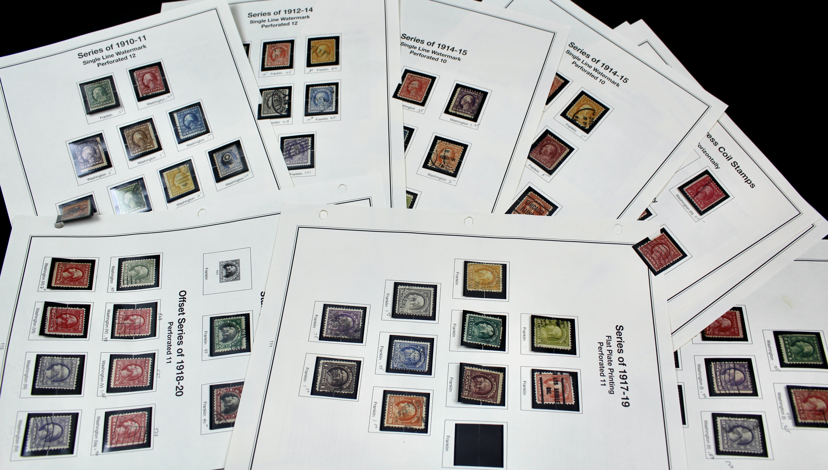 Regular Issue U.S. Postage Stamp Collection, 1910 to 1920