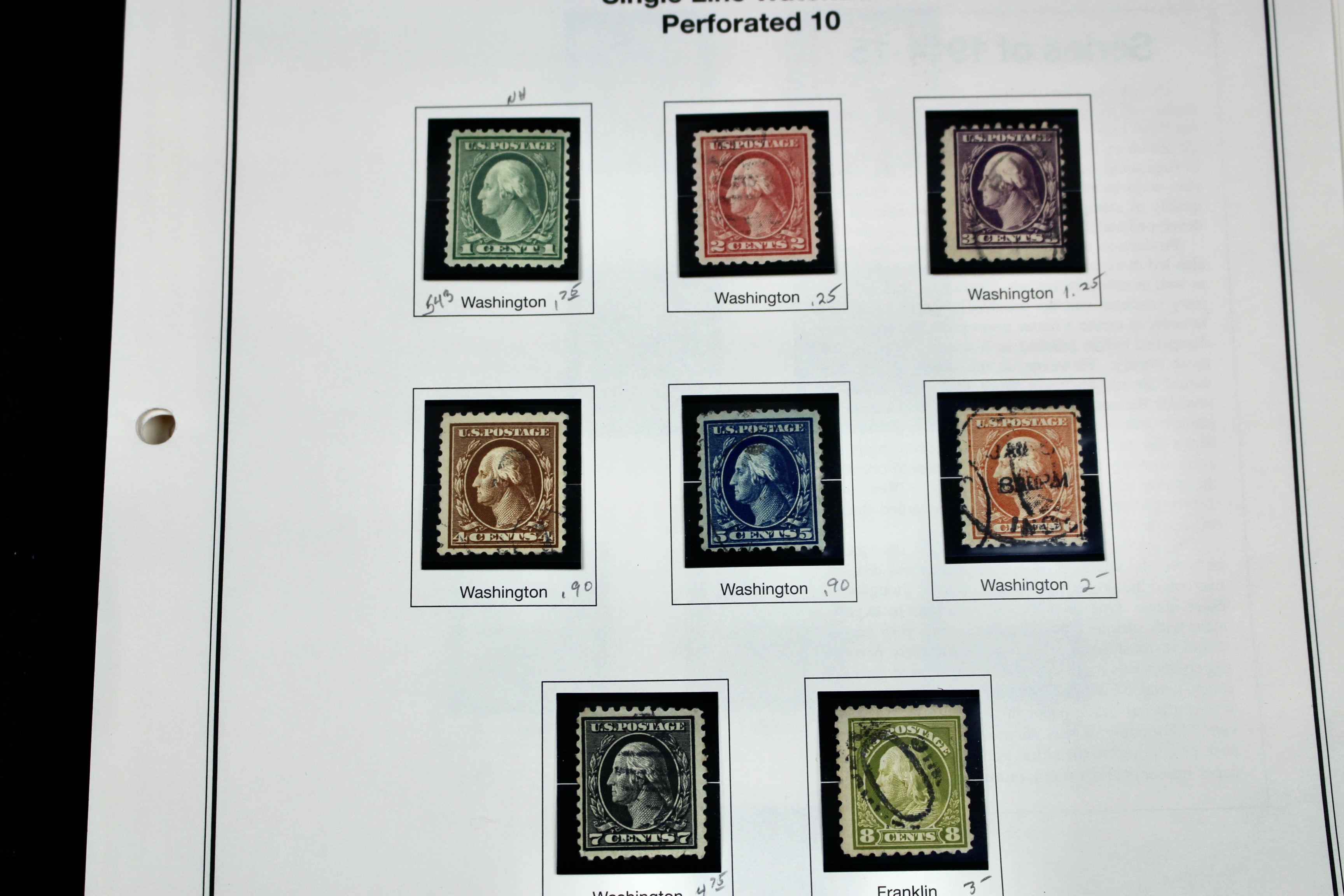 Regular Issue U.S. Postage Stamp Collection, 1910 to 1920