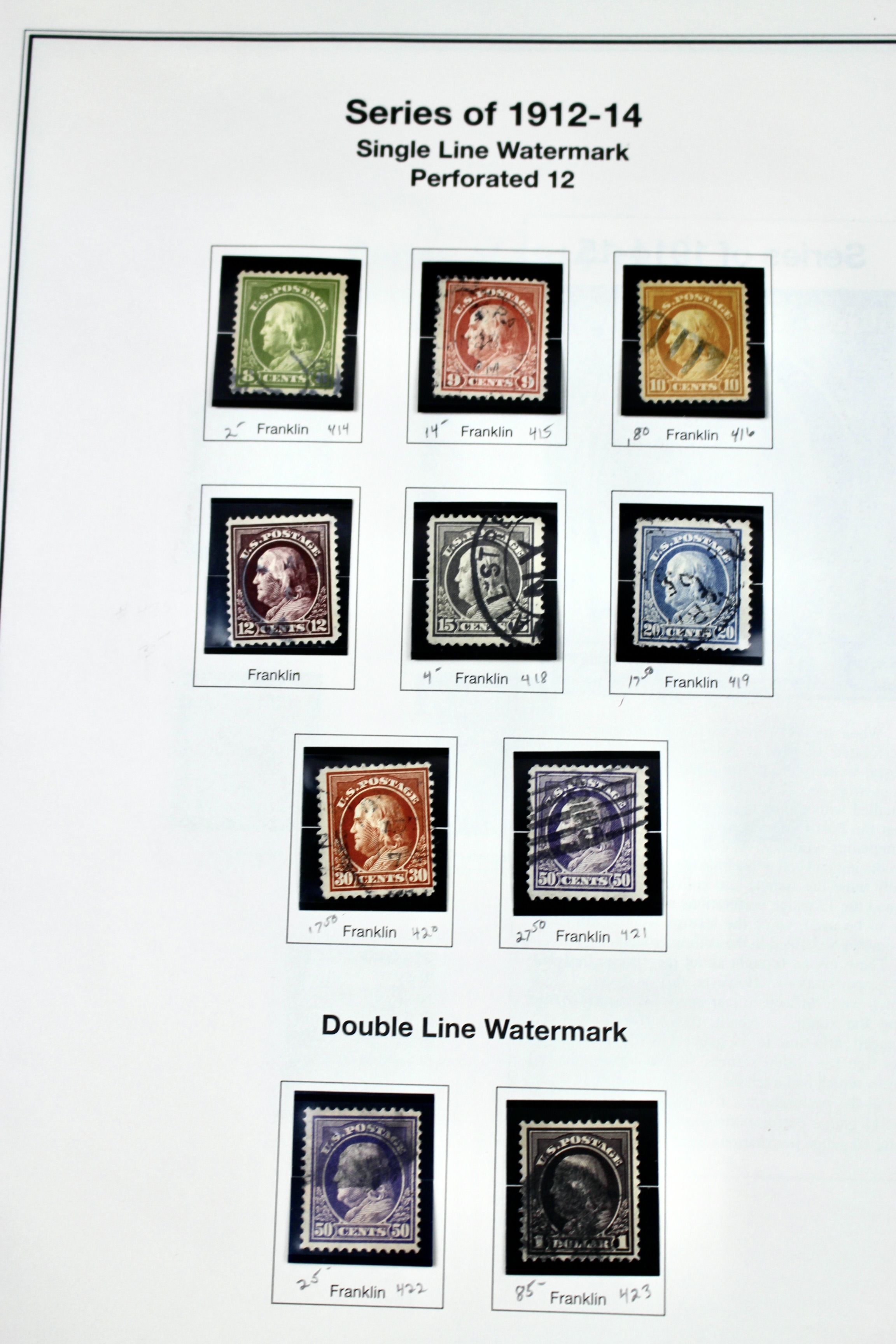 Regular Issue U.S. Postage Stamp Collection, 1910 to 1920