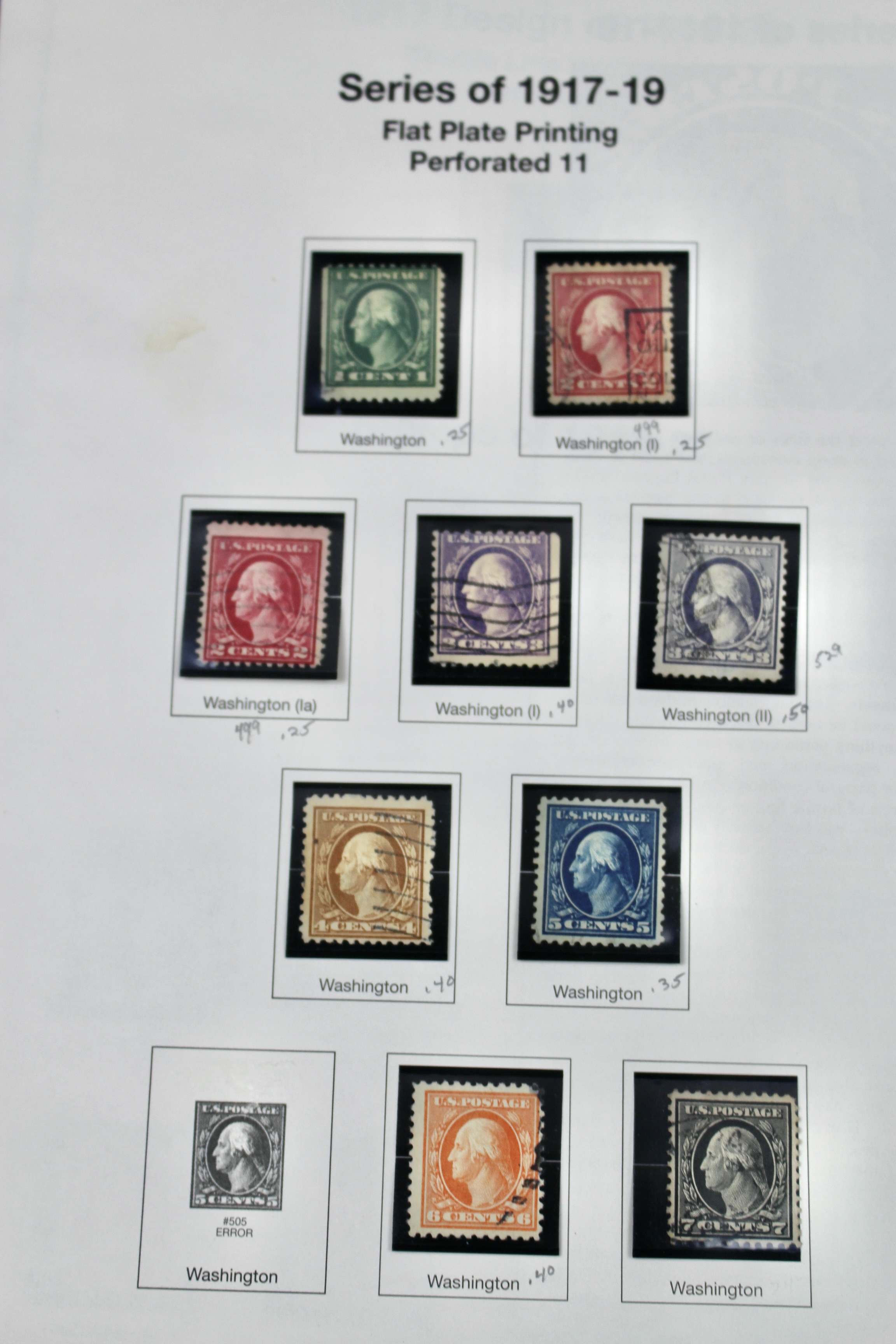 Regular Issue U.S. Postage Stamp Collection, 1910 to 1920