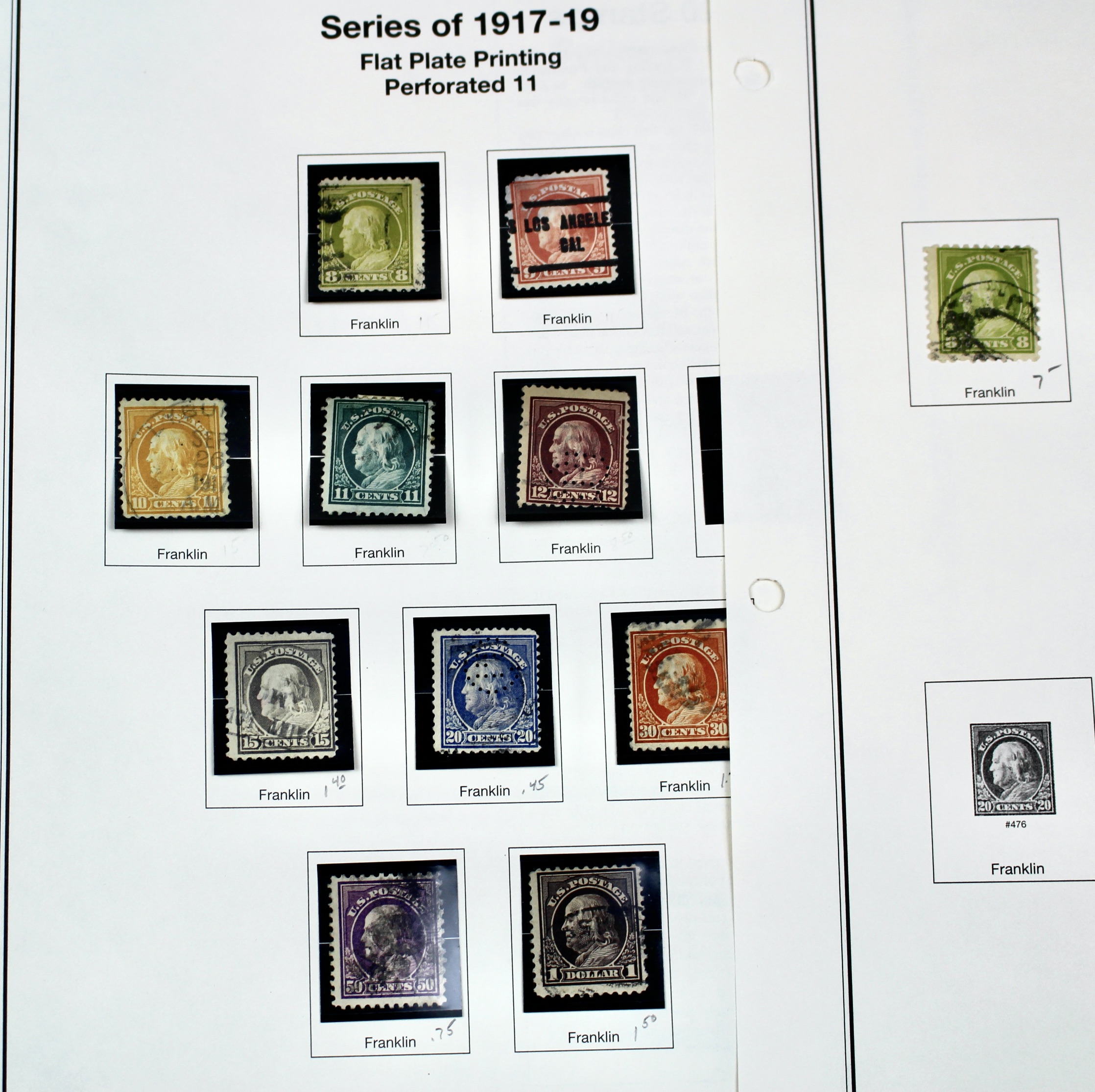 Regular Issue U.S. Postage Stamp Collection, 1910 to 1920