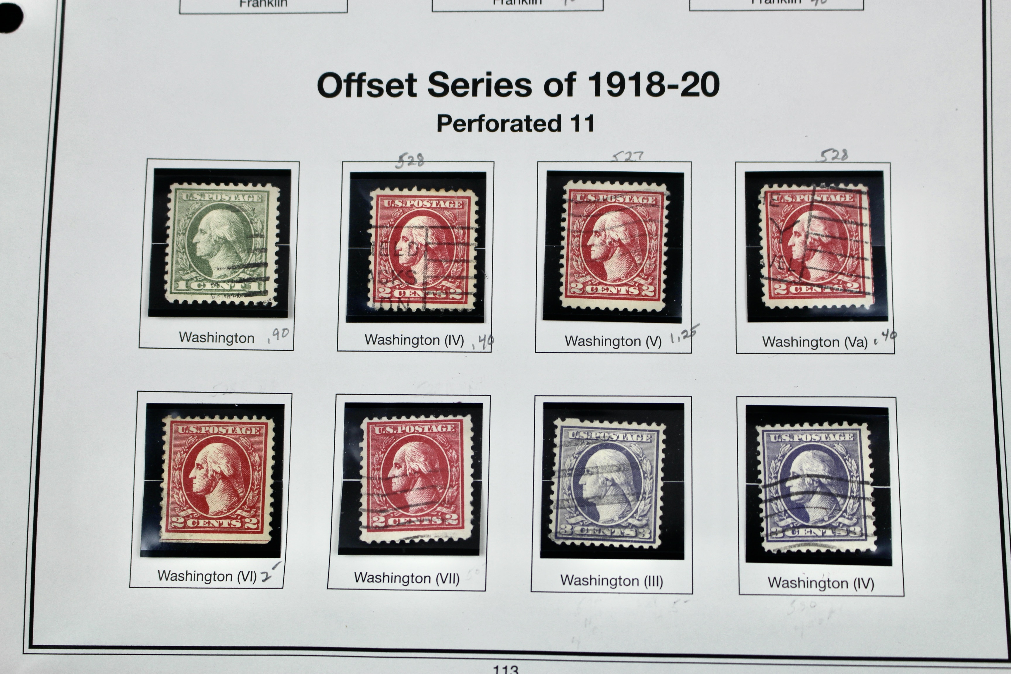 Regular Issue U.S. Postage Stamp Collection, 1910 to 1920