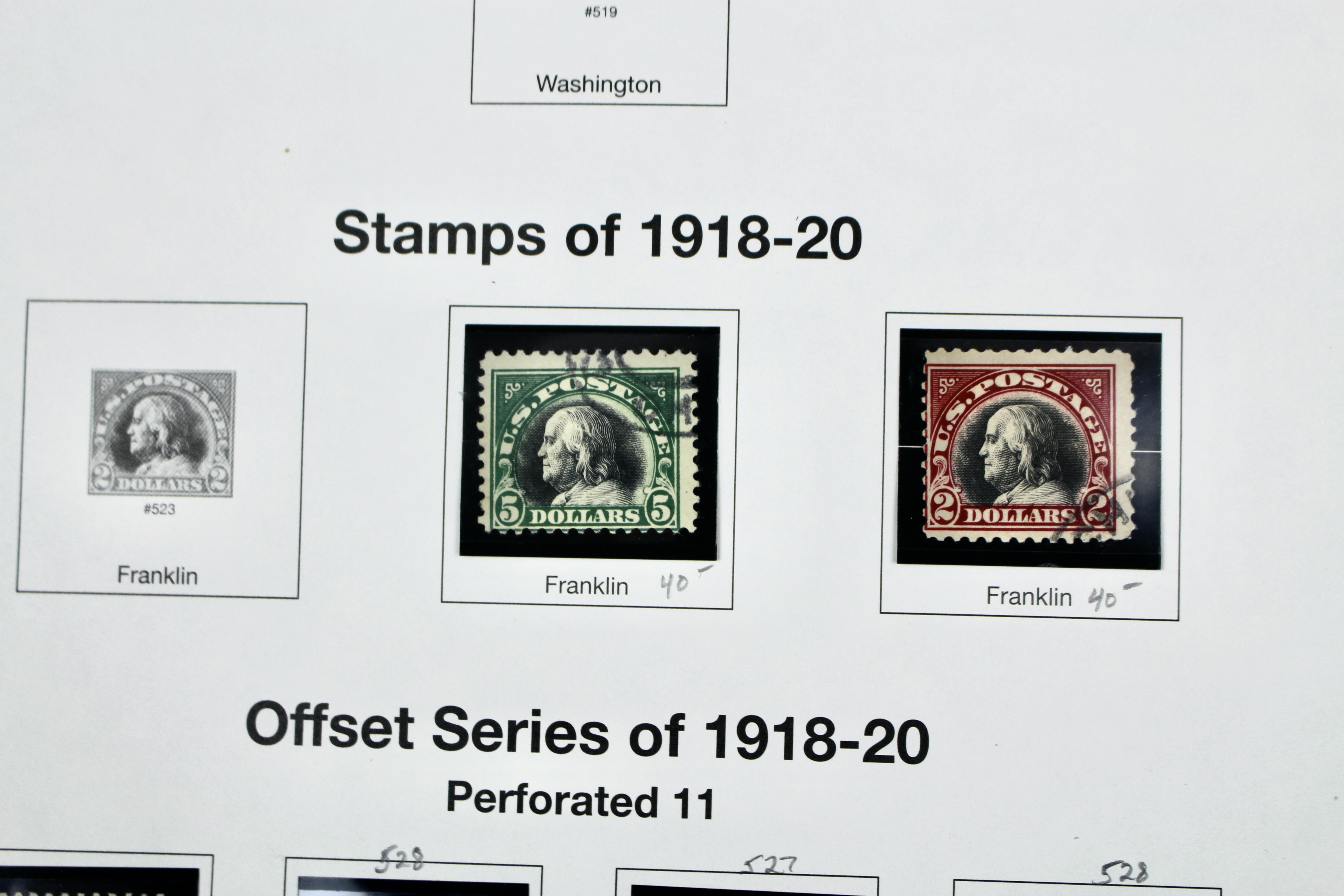 Regular Issue U.S. Postage Stamp Collection, 1910 to 1920