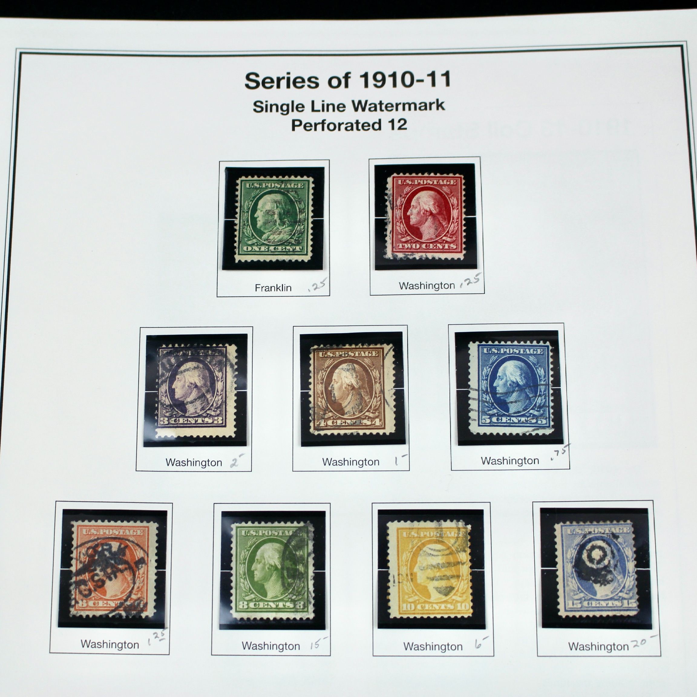 Regular Issue U.S. Postage Stamp Collection, 1910 to 1920