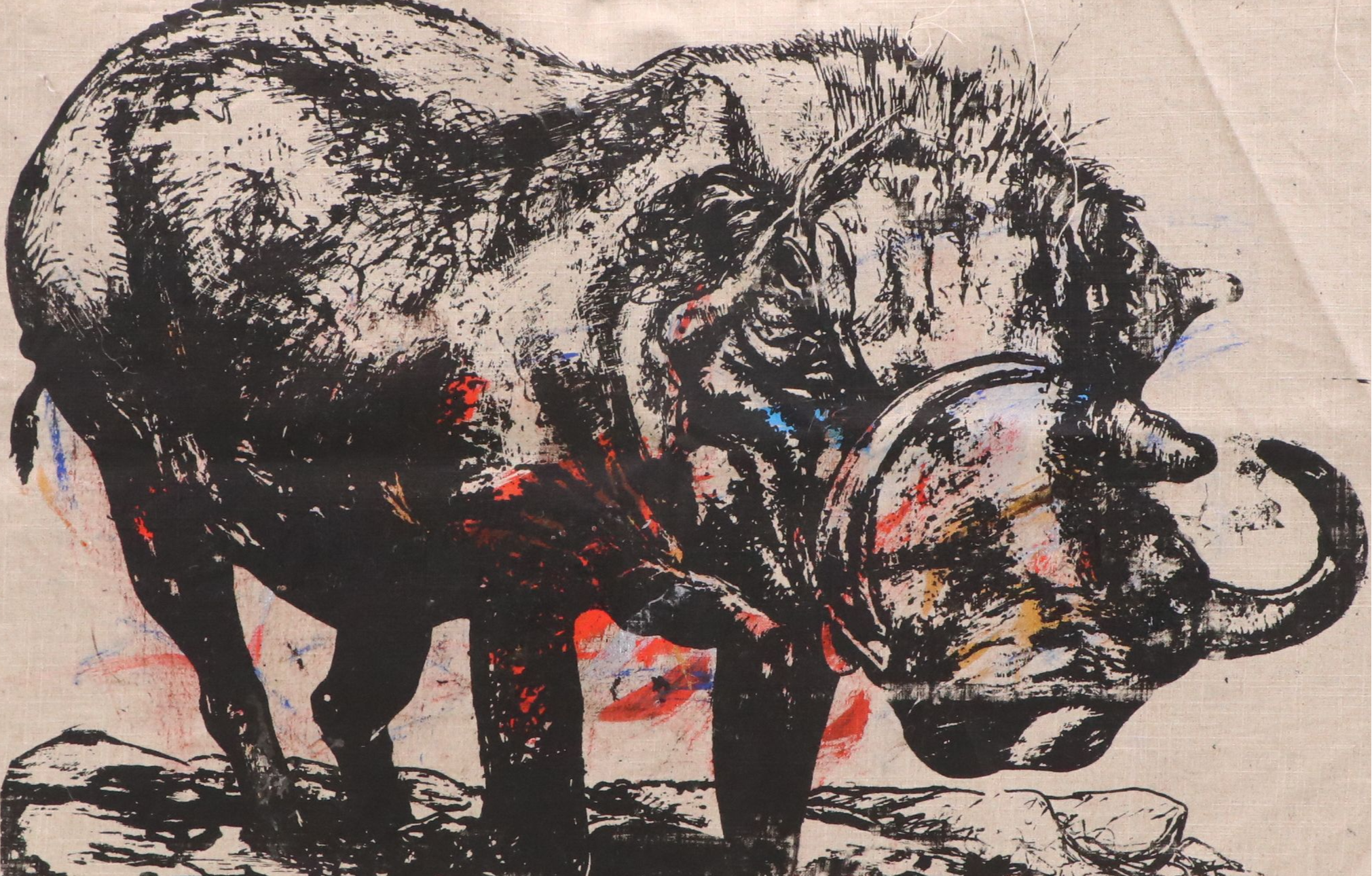 Eric Ajama Embellished Screenprint of Warthog