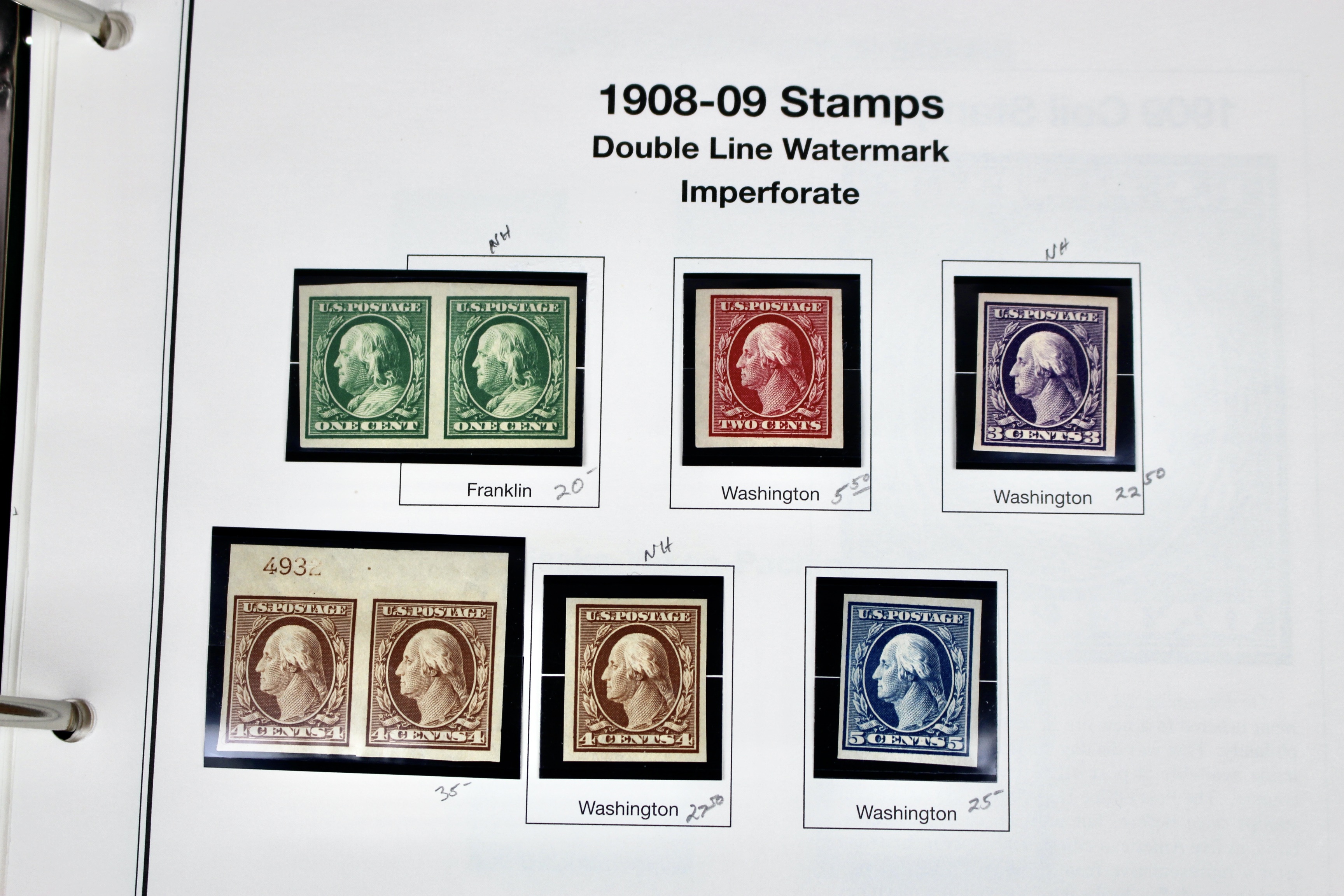 Mint Condition U.S. Postage Stamp Collection, 1908 to 1929