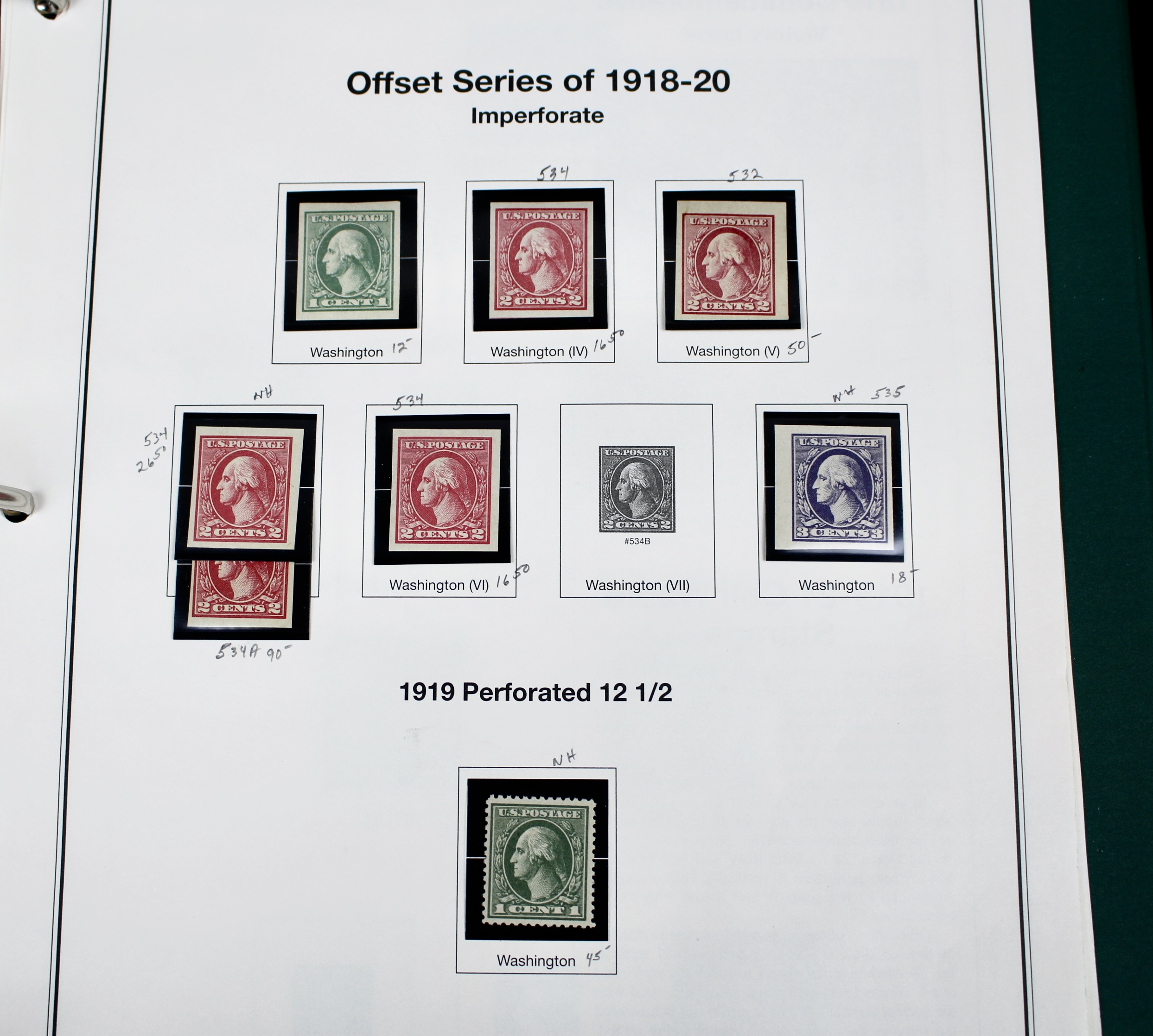 Mint Condition U.S. Postage Stamp Collection, 1908 to 1929