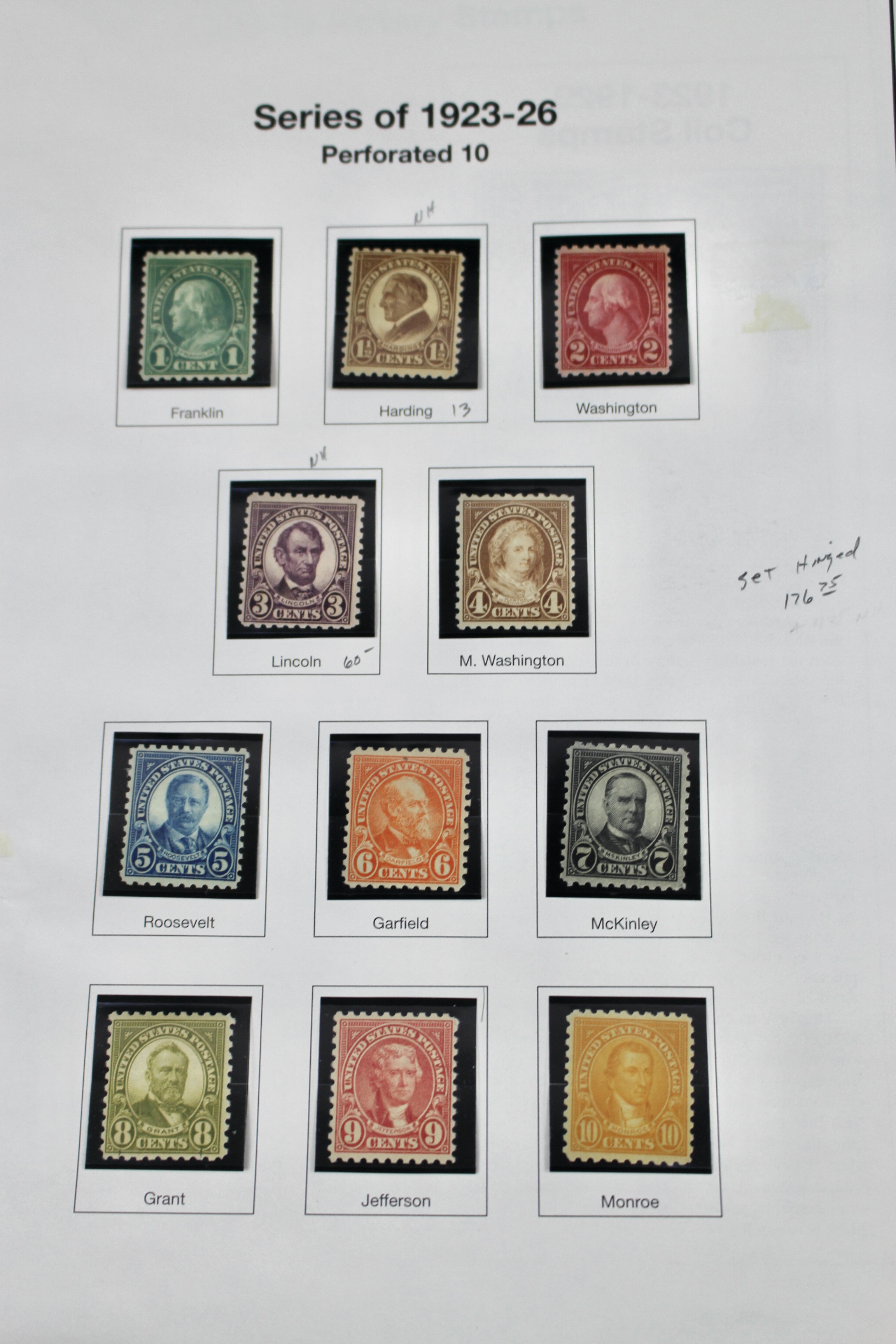 Mint Condition U.S. Postage Stamp Collection, 1908 to 1929