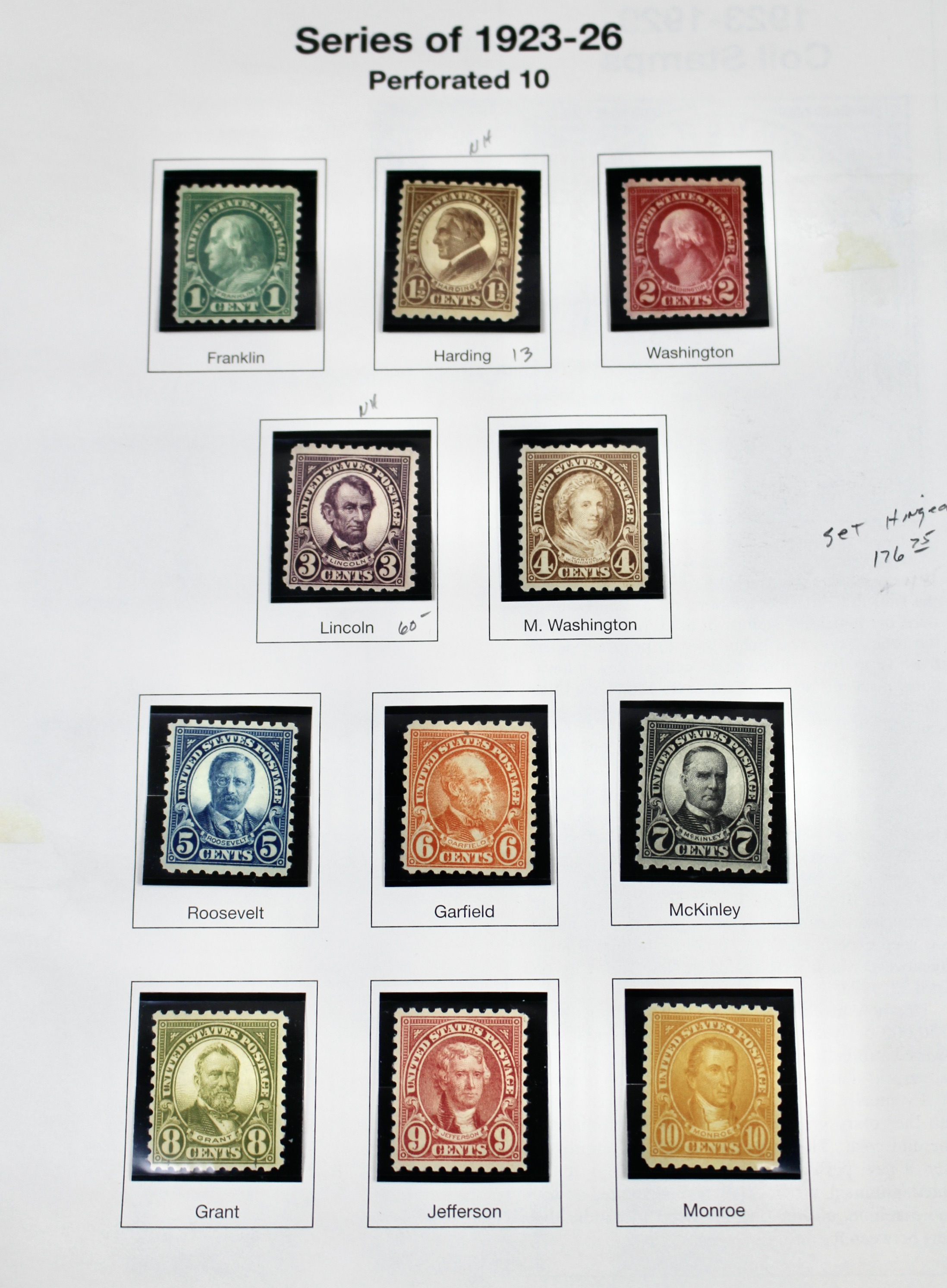Mint Condition U.S. Postage Stamp Collection, 1908 to 1929