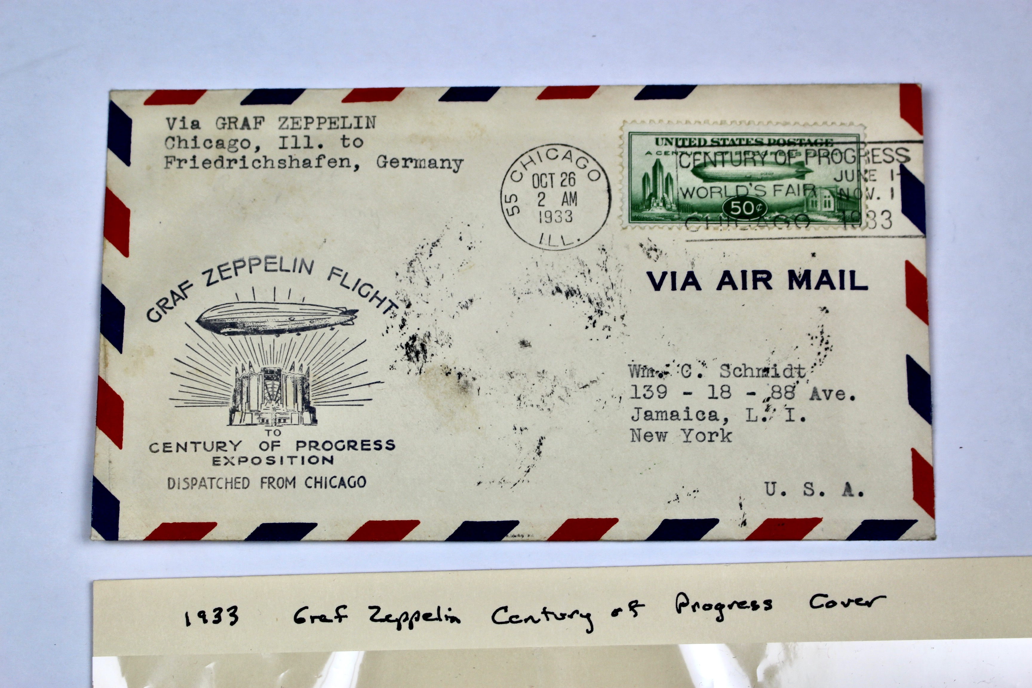 1933 Graf Zeppelin "Century of Progress" Postal Cover, with Scott C18