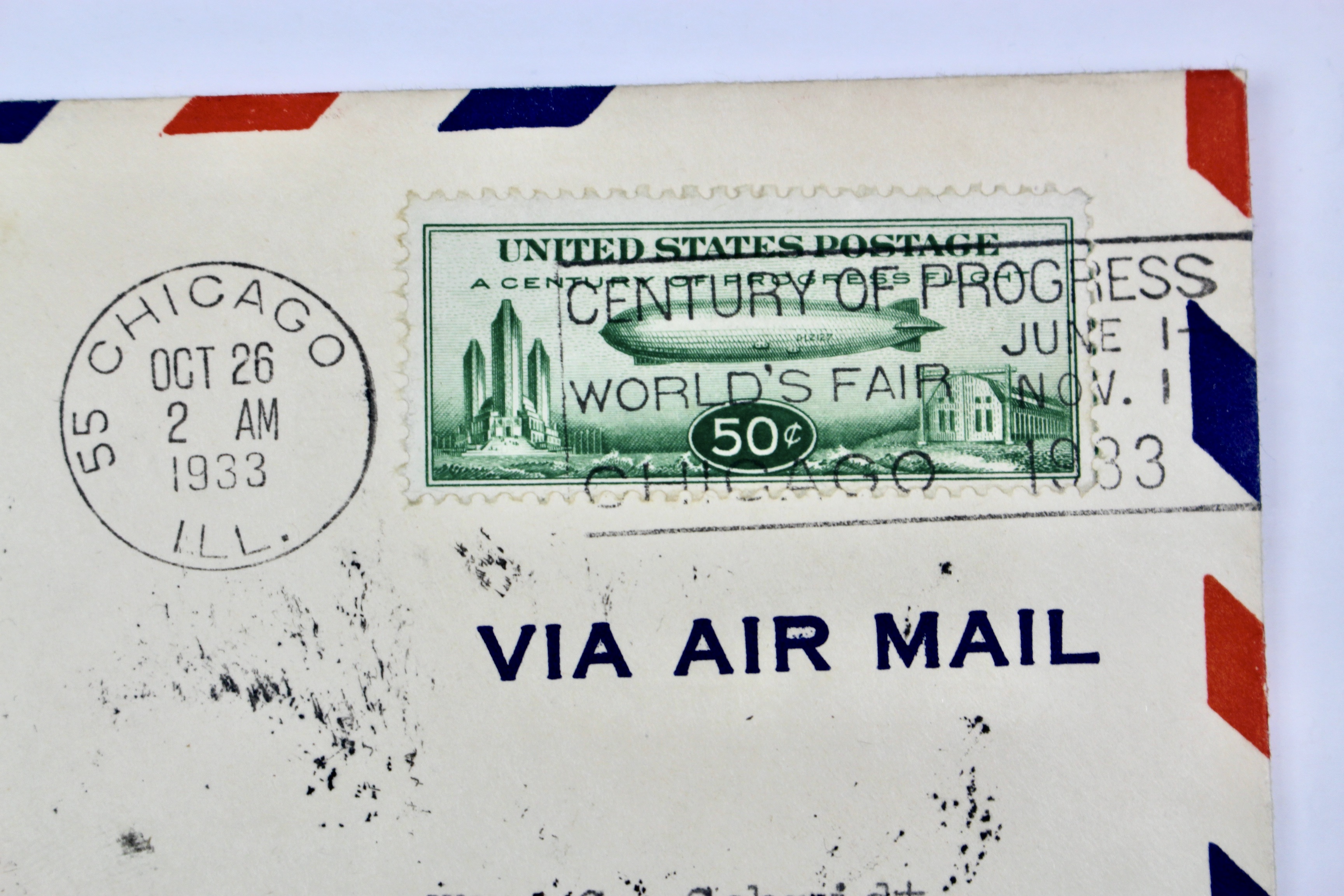 1933 Graf Zeppelin "Century of Progress" Postal Cover, with Scott C18