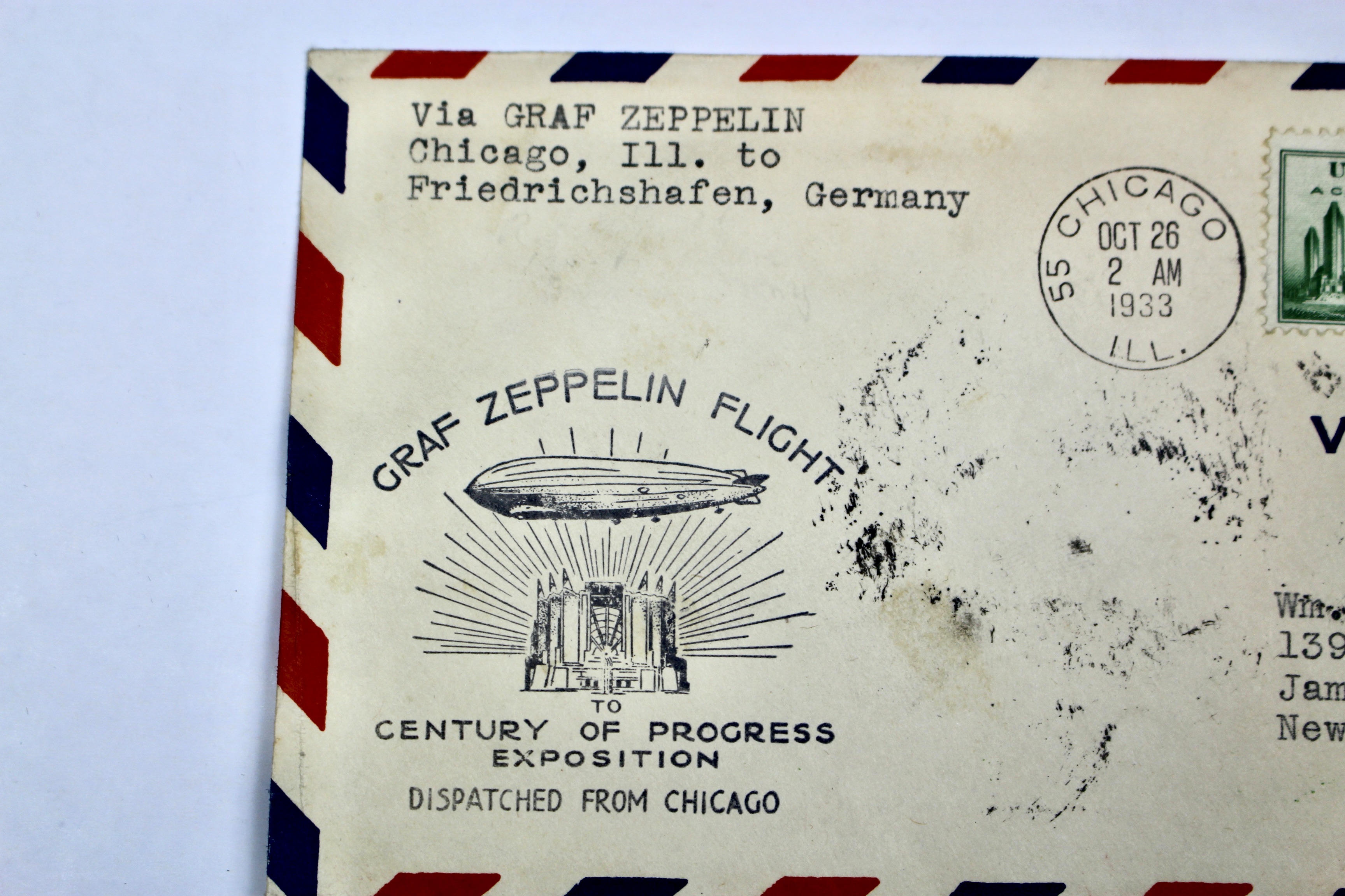 1933 Graf Zeppelin "Century of Progress" Postal Cover, with Scott C18