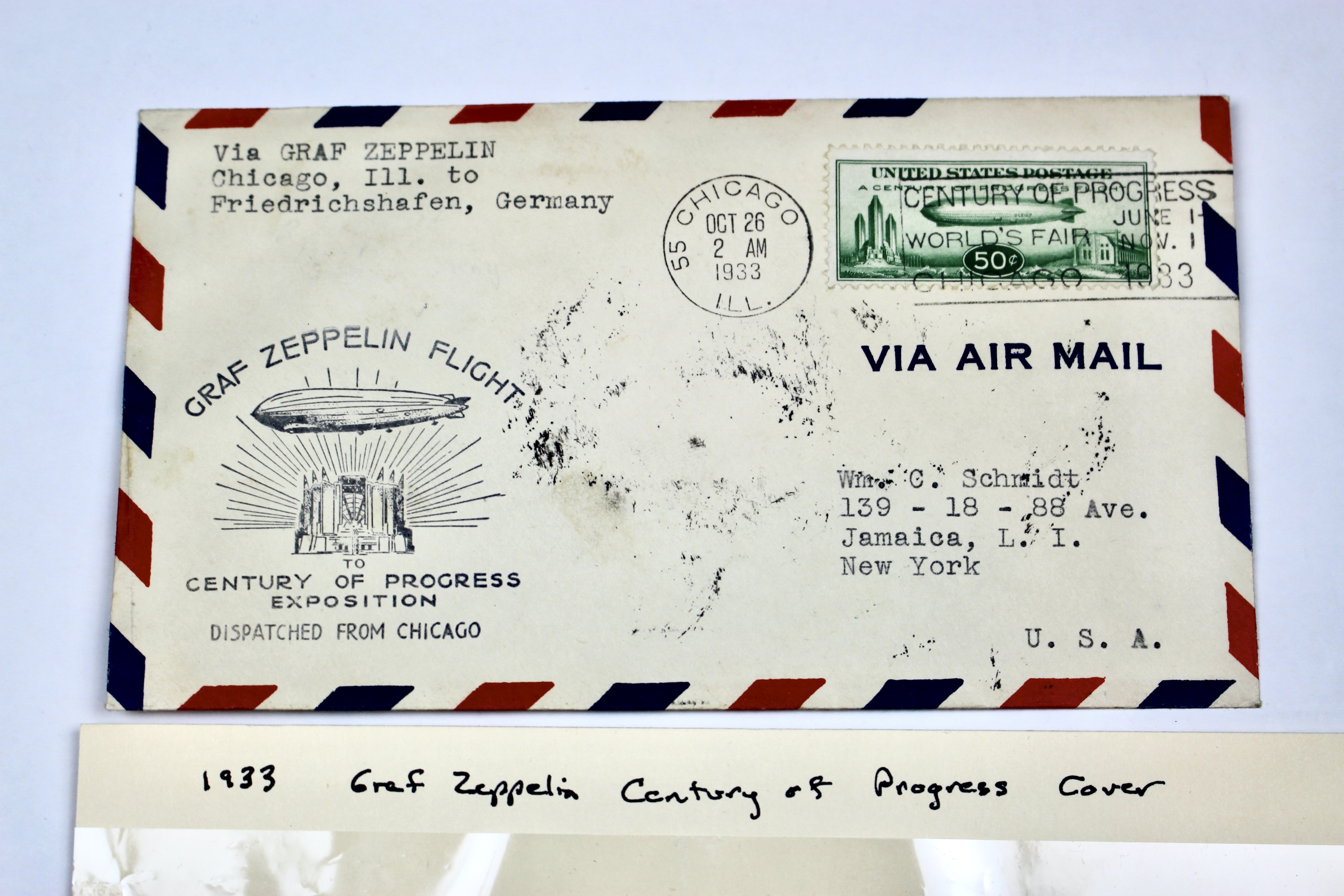 1933 Graf Zeppelin "Century of Progress" Postal Cover, with Scott C18
