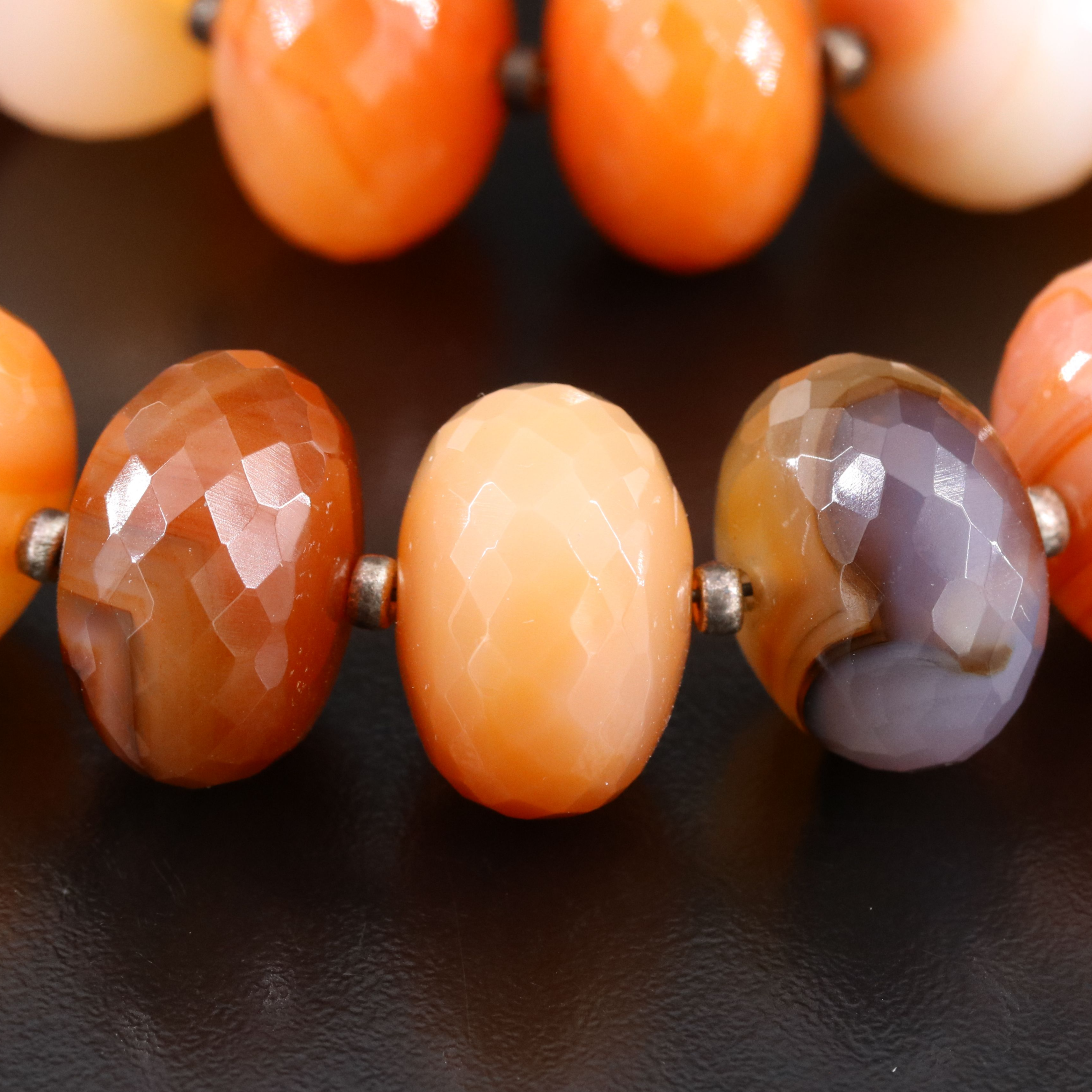 Sterling Faceted Agate Bead Necklace and Bracelet